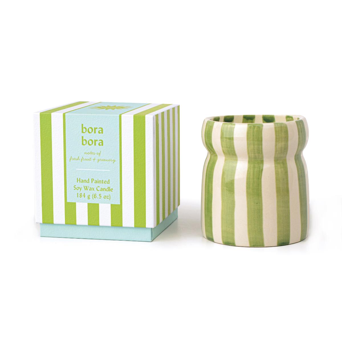 Bora Bora Sage Stripped Ceramic Candle