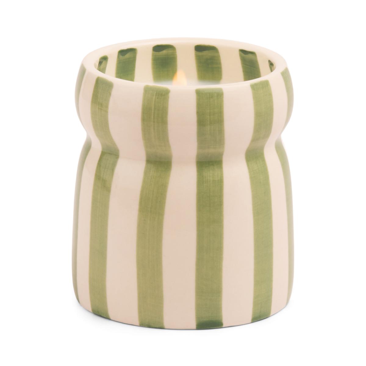 Bora Bora Sage Stripped Ceramic Candle