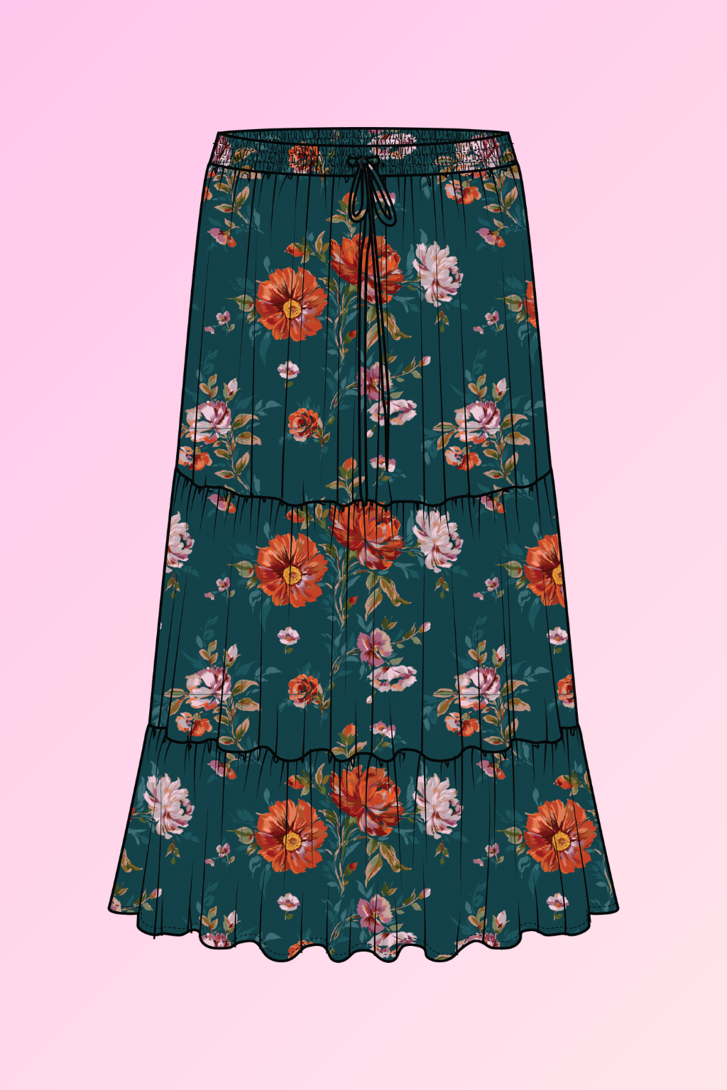 Carrie Skirt in Ruby Garden