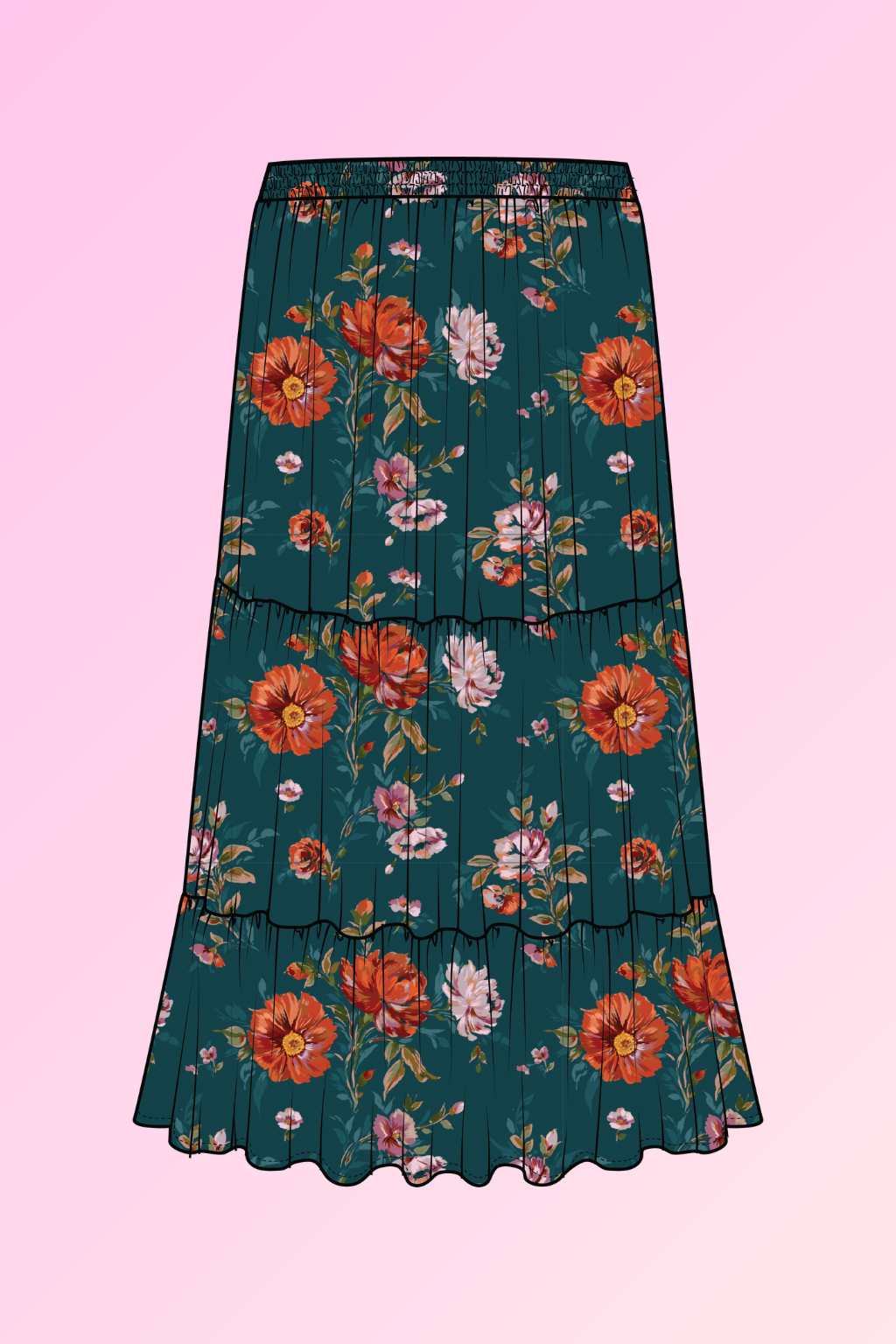 Carrie Skirt in Ruby Garden
