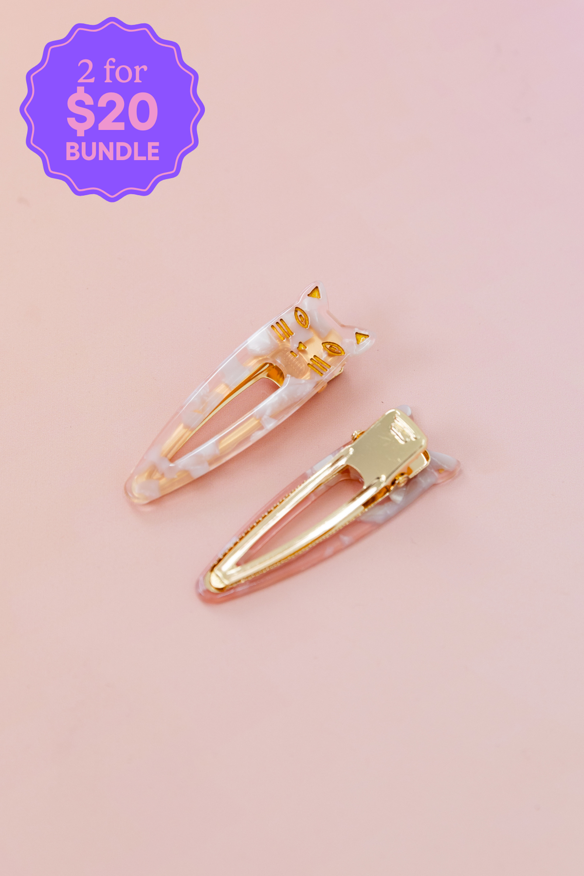 Cat Hair Clips in Pearl