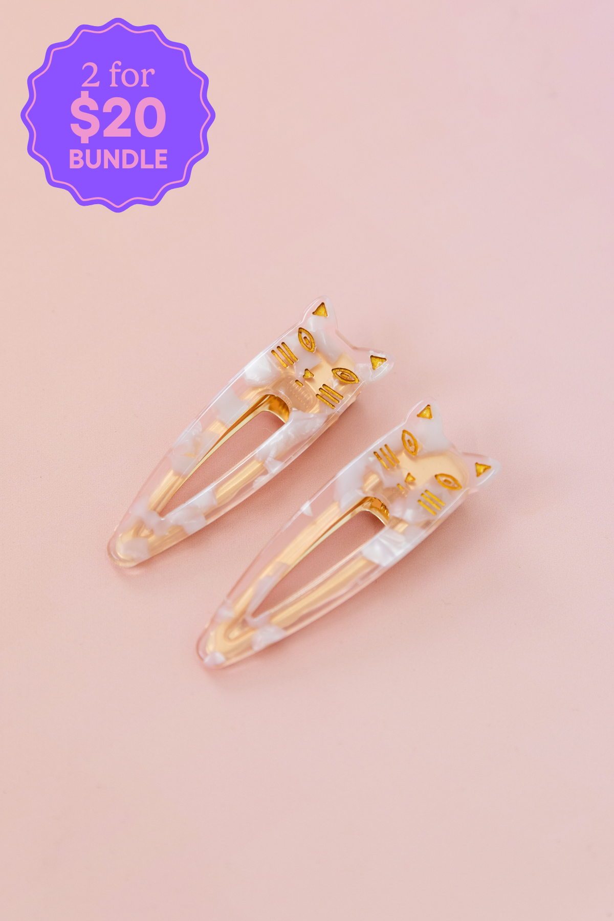 Cat Hair Clips in Pearl