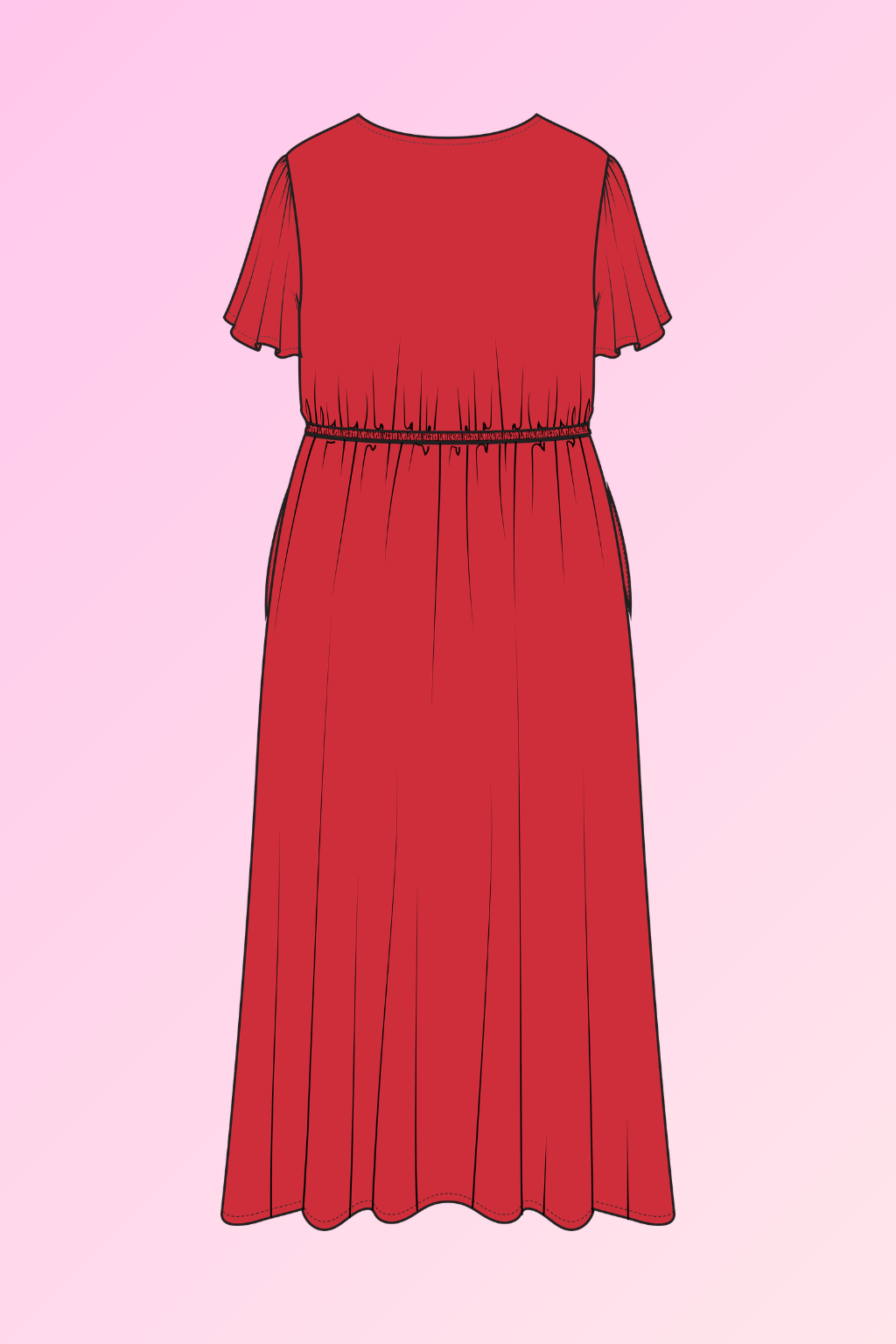 Grace Midi Dress in Red/Pink
