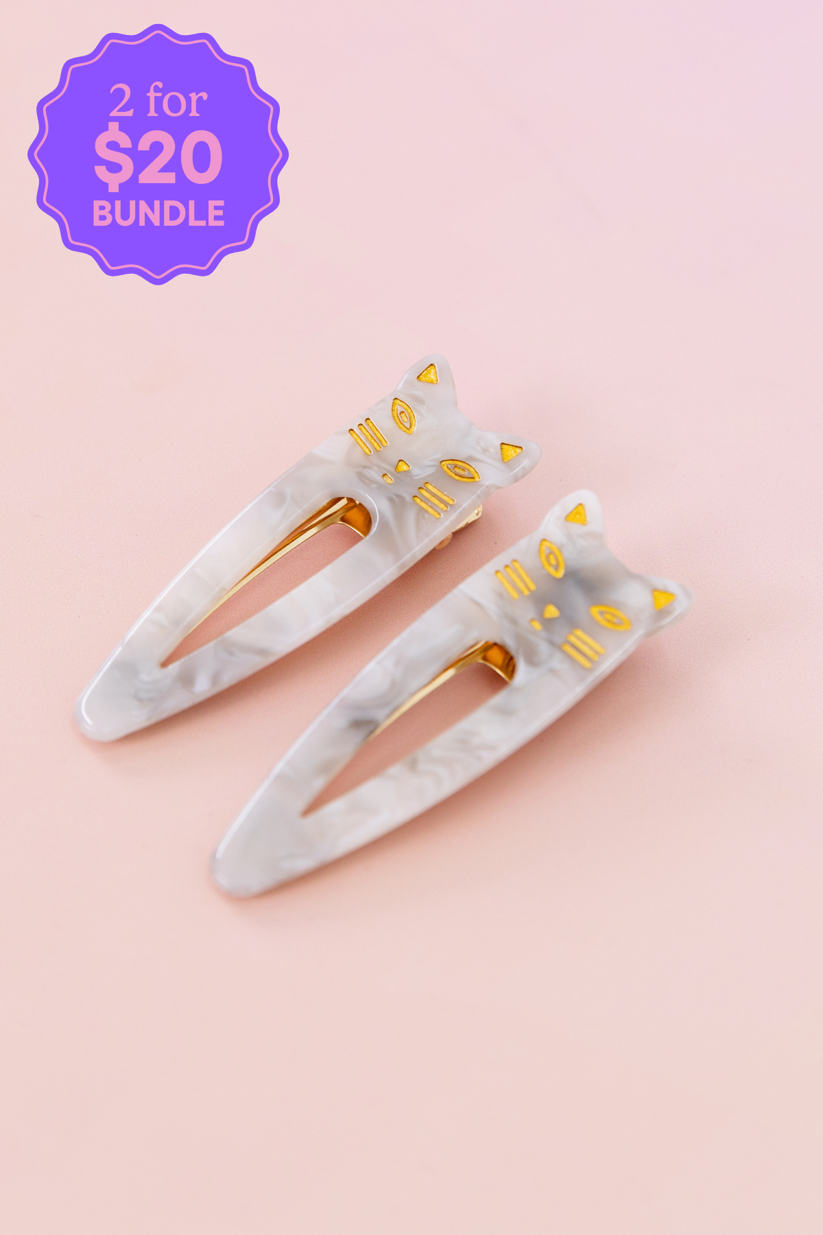 Cat Hair Clips in Grey & White