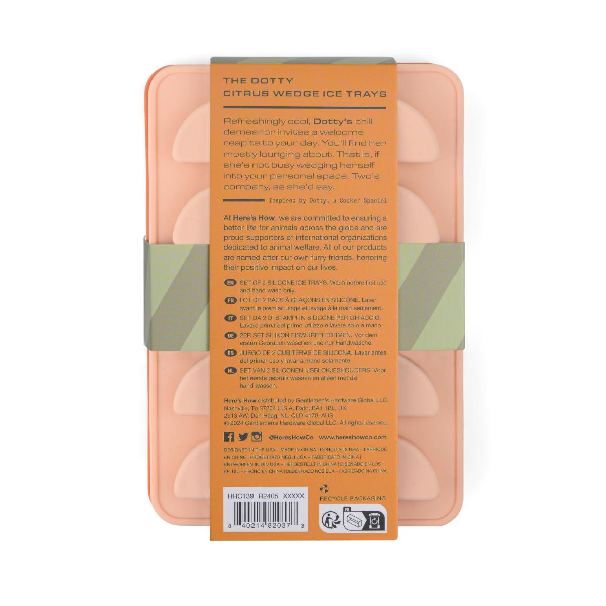 The Dotty Citrus Wedge Ice Trays - Set of 2 - Orange/Pink