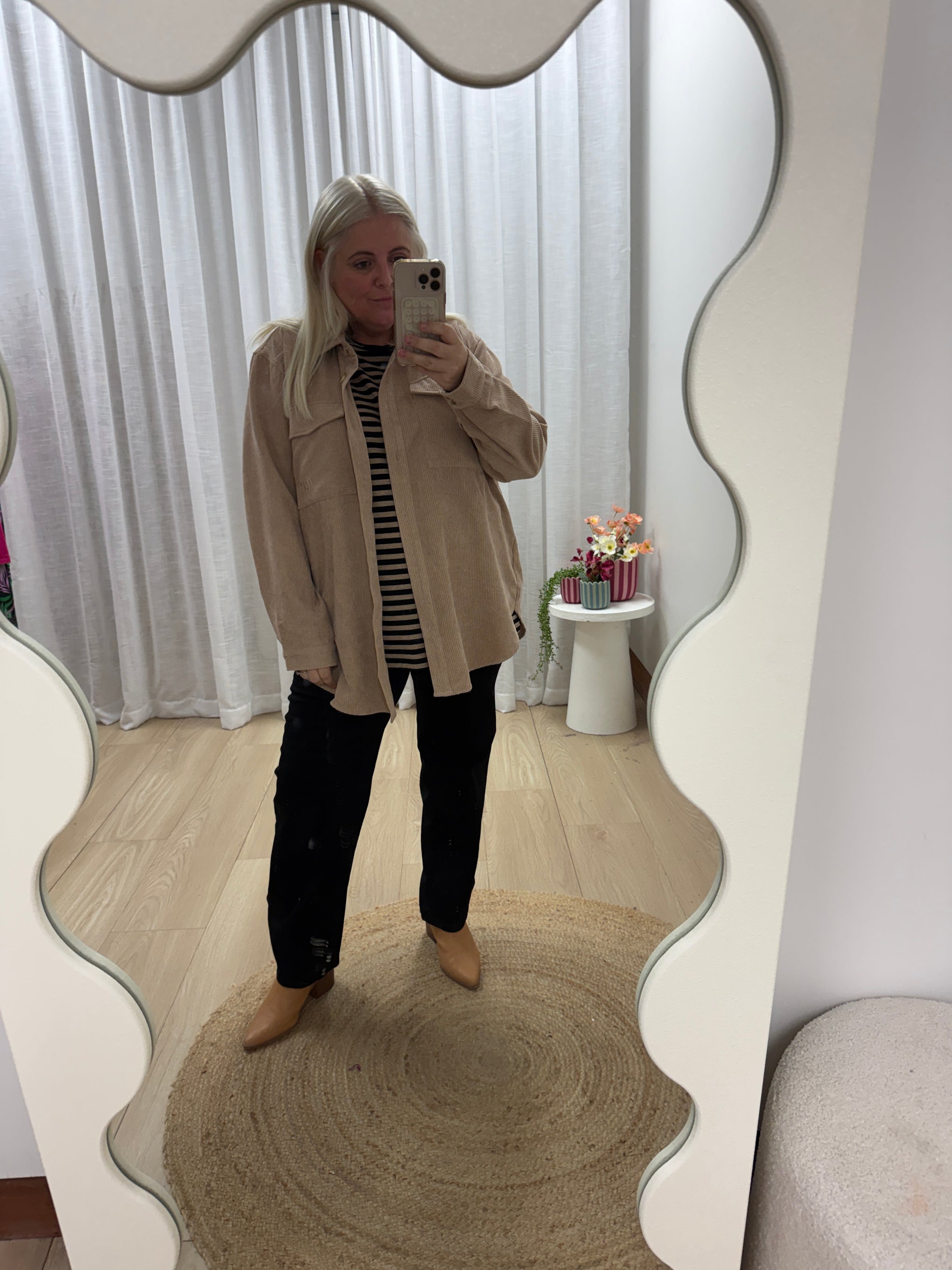 Elsia Cord Shacket in Oat