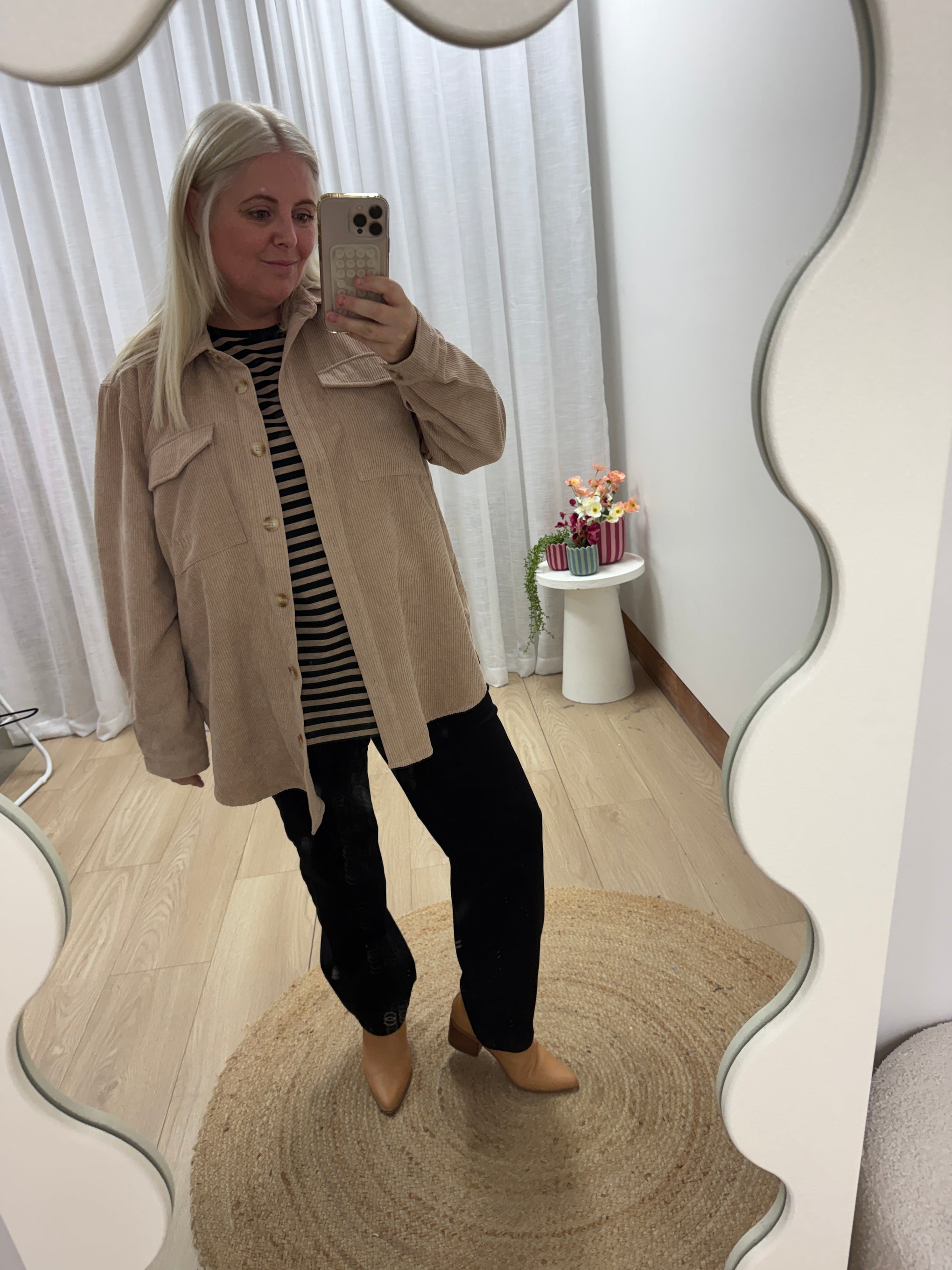 Elsia Cord Shacket in Oat
