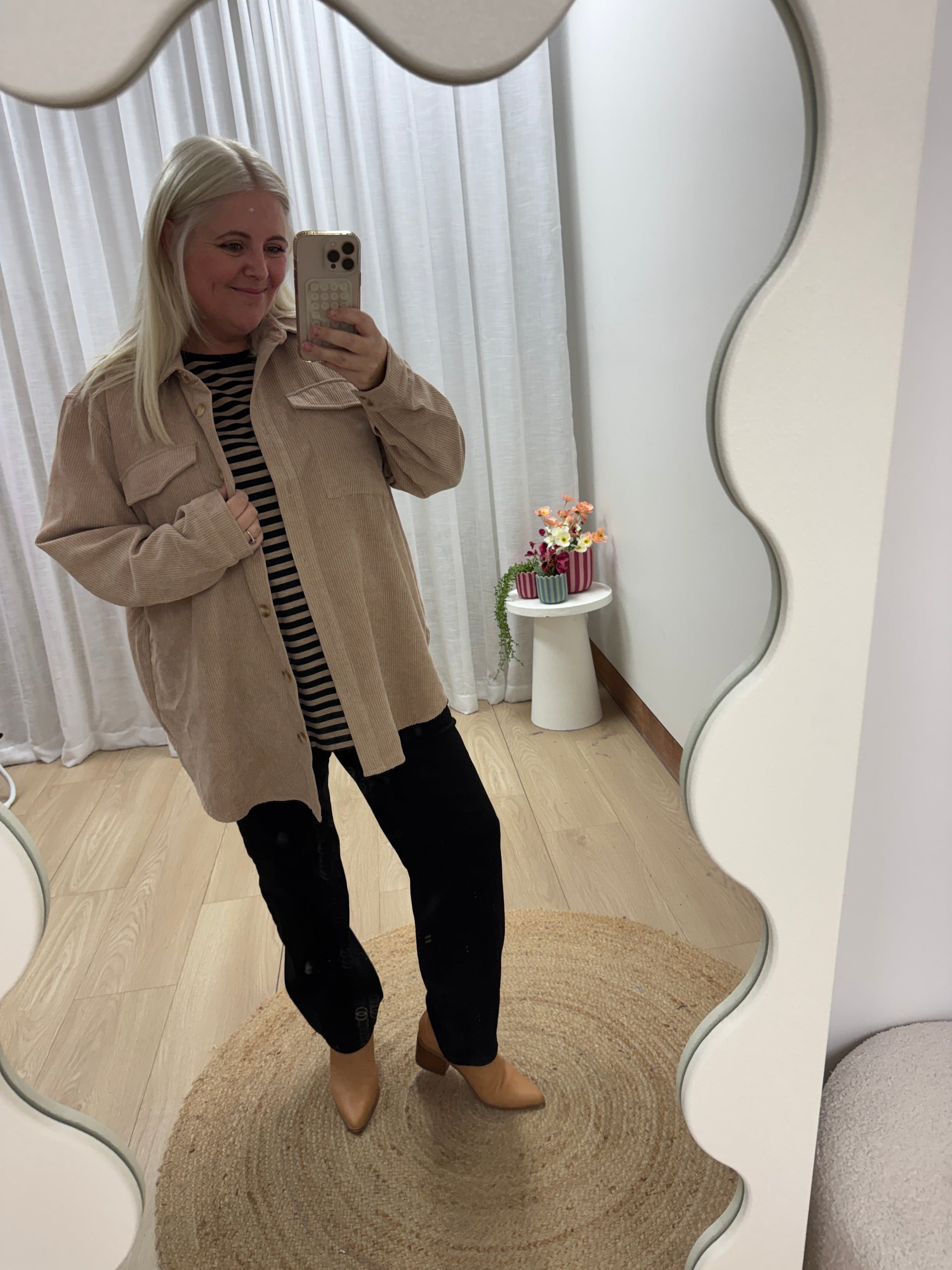 Elsia Cord Shacket in Oat