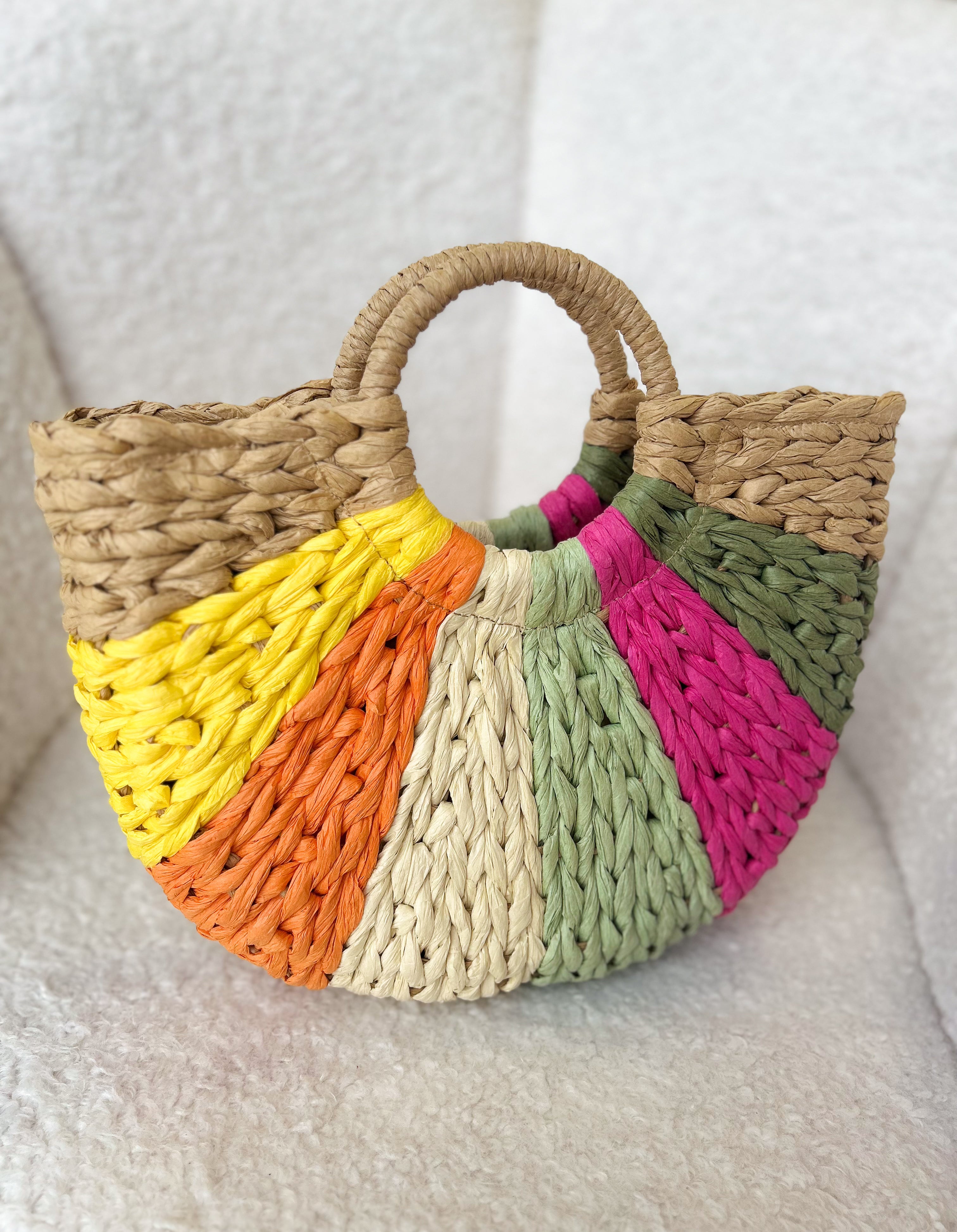 Light Coloured Woven Basket Bag