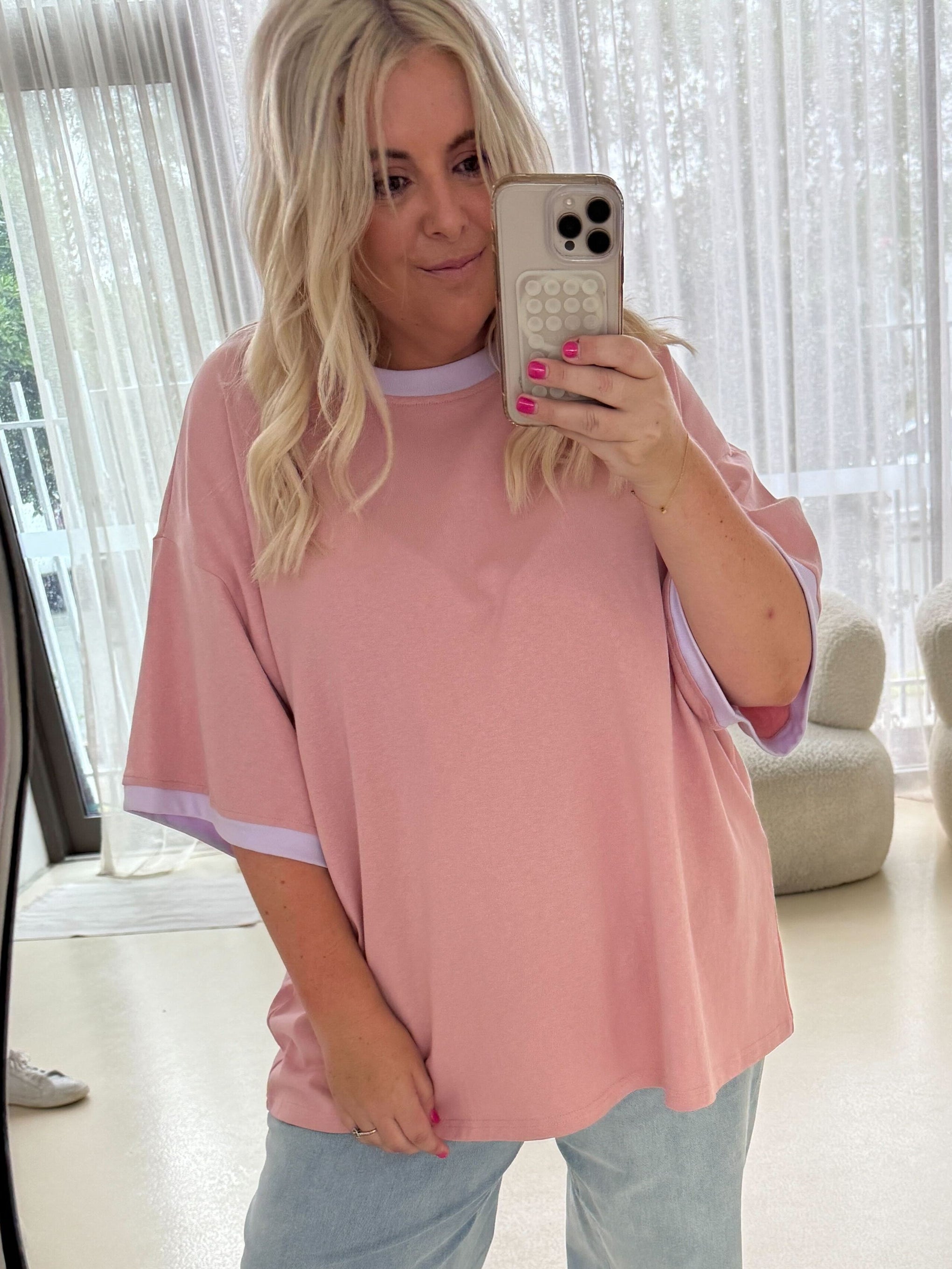 Nikita Heavyweight Cotton Tee in Blush Contrast