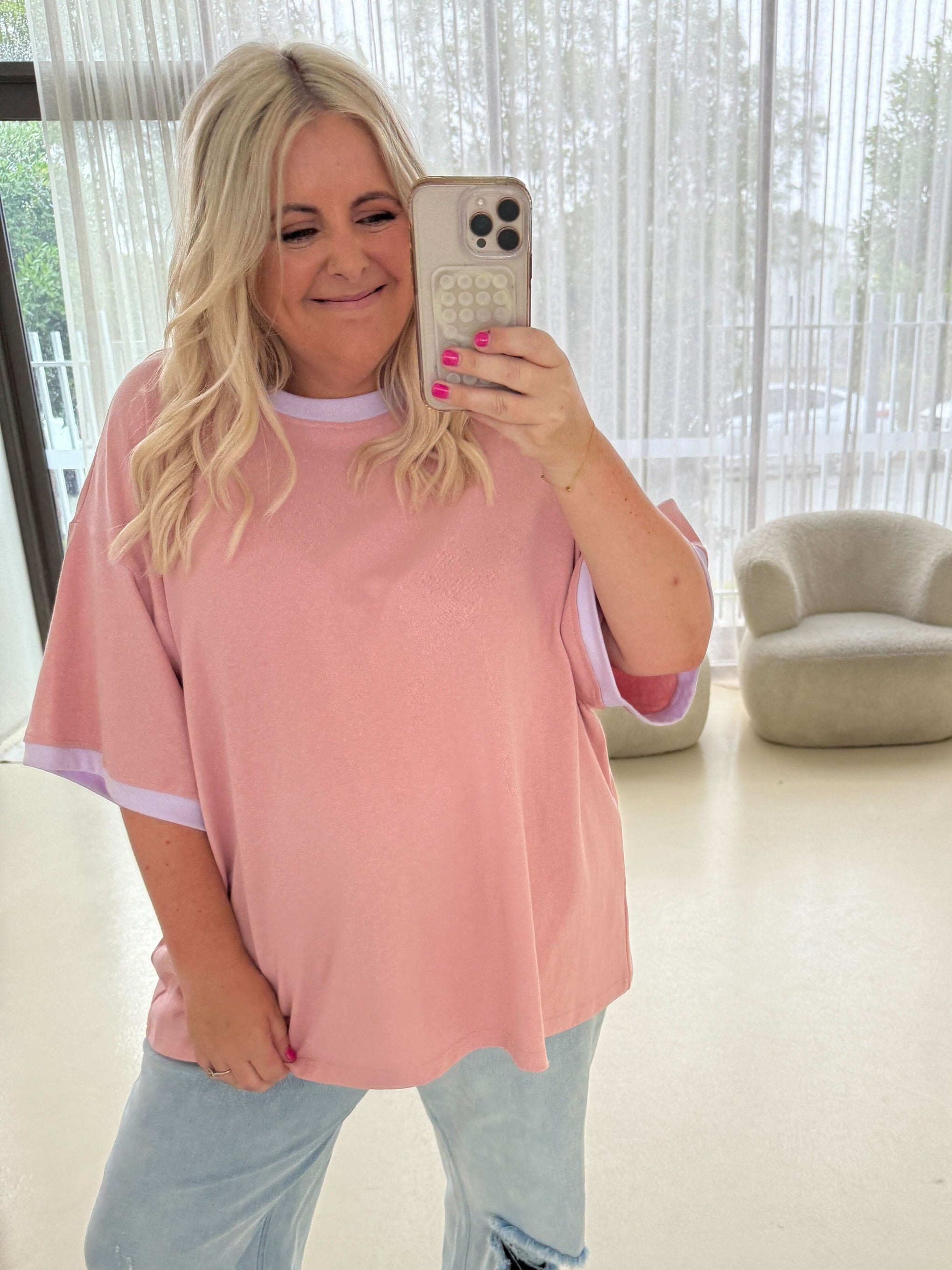 Nikita Heavyweight Cotton Tee in Blush Contrast