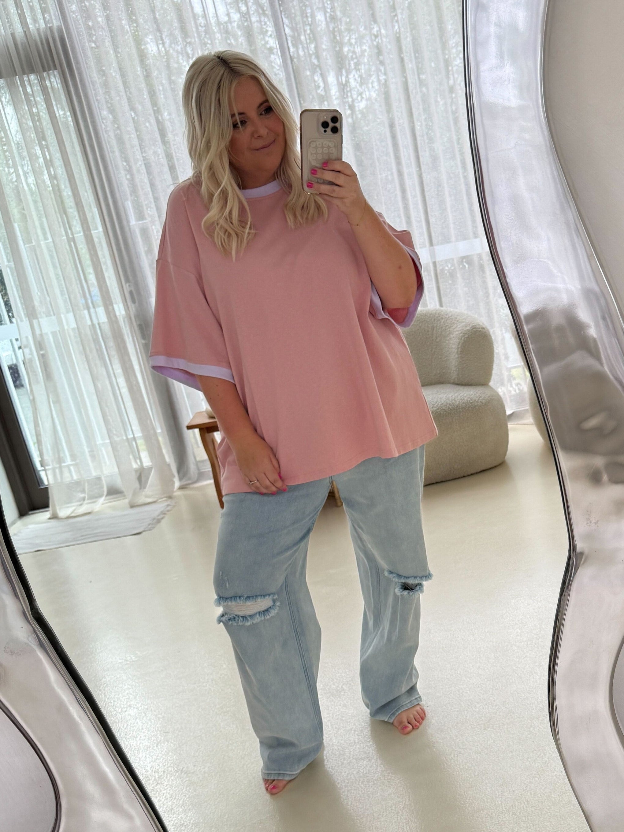 Nikita Heavyweight Cotton Tee in Blush Contrast
