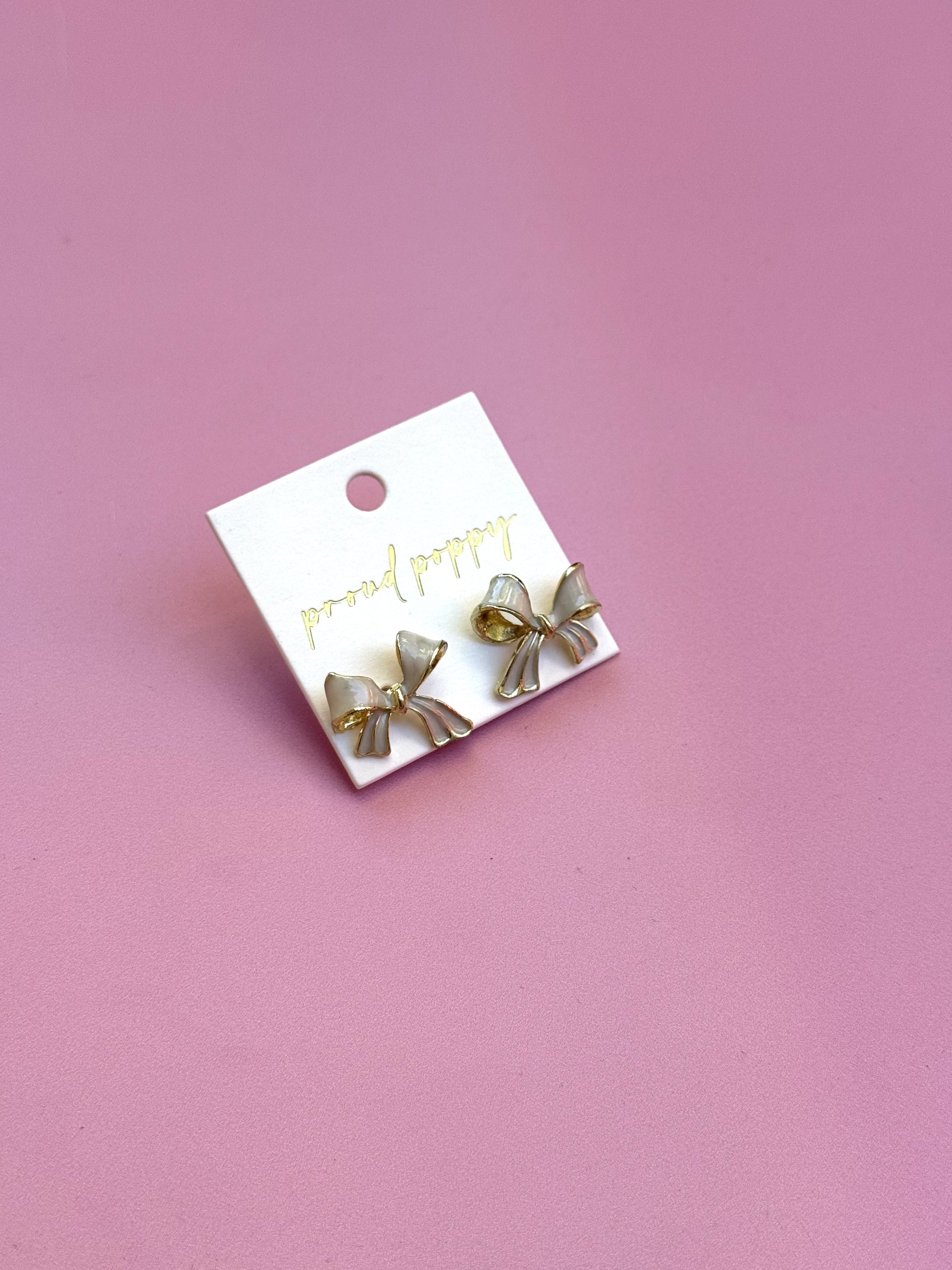 White Bow Earrings