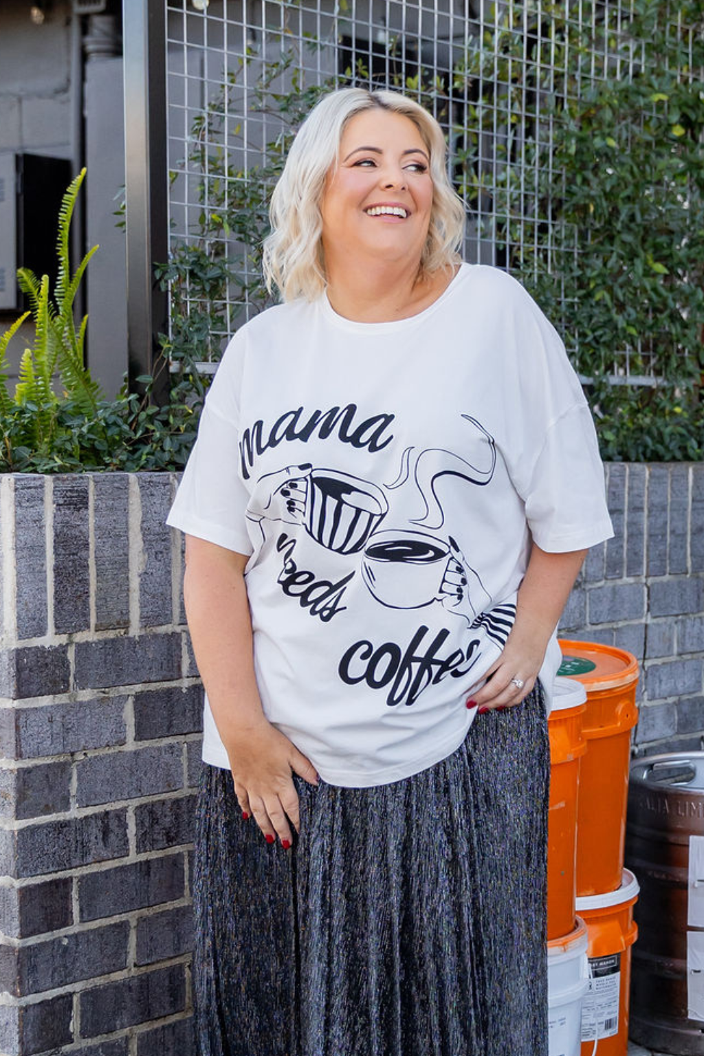 Mamma Needs Coffee Tee in White