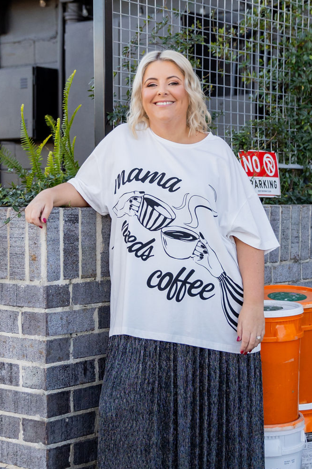 Mamma Needs Coffee Tee in White
