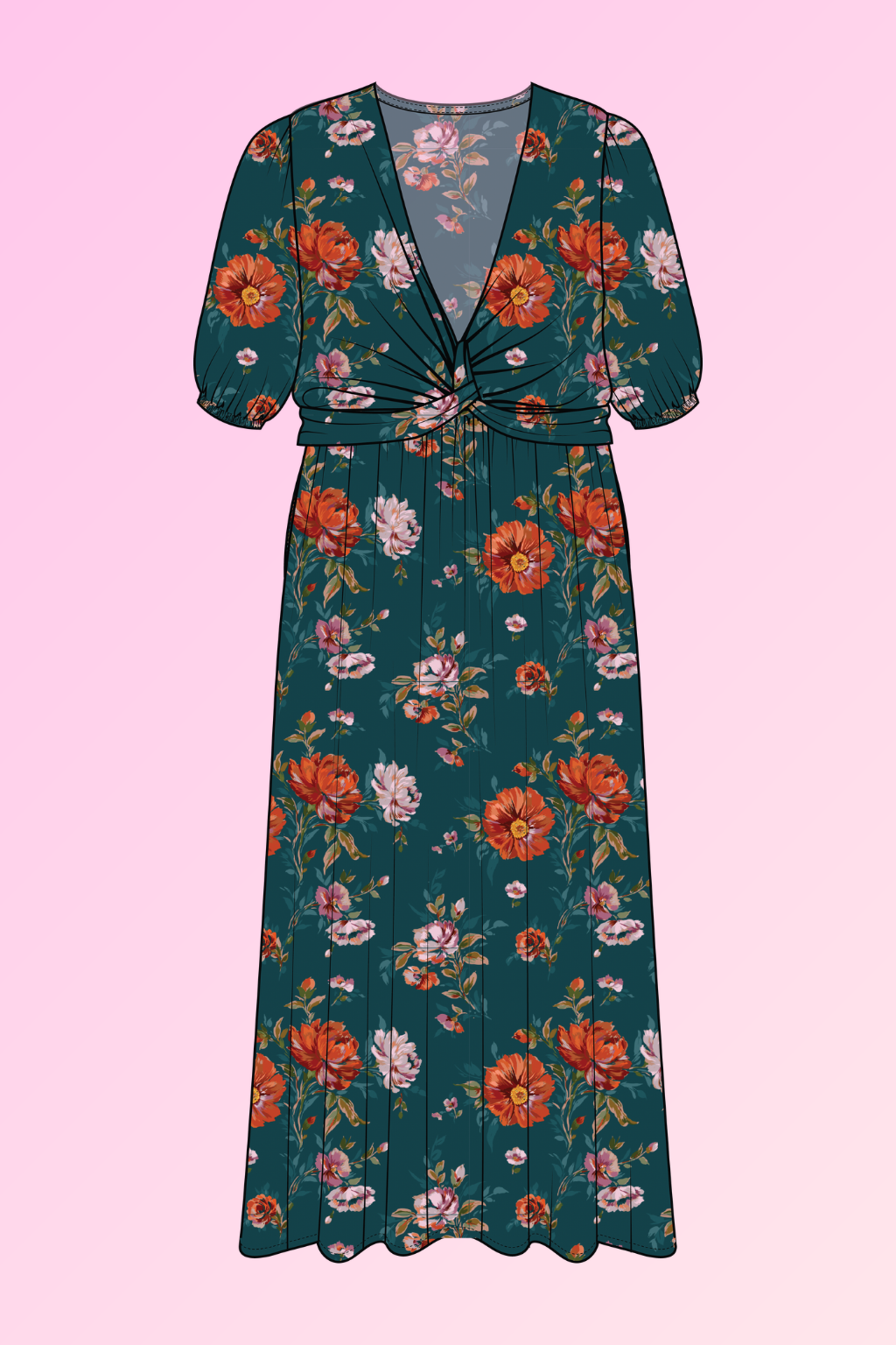 Lucinda Maxi Dress in Ruby Garden