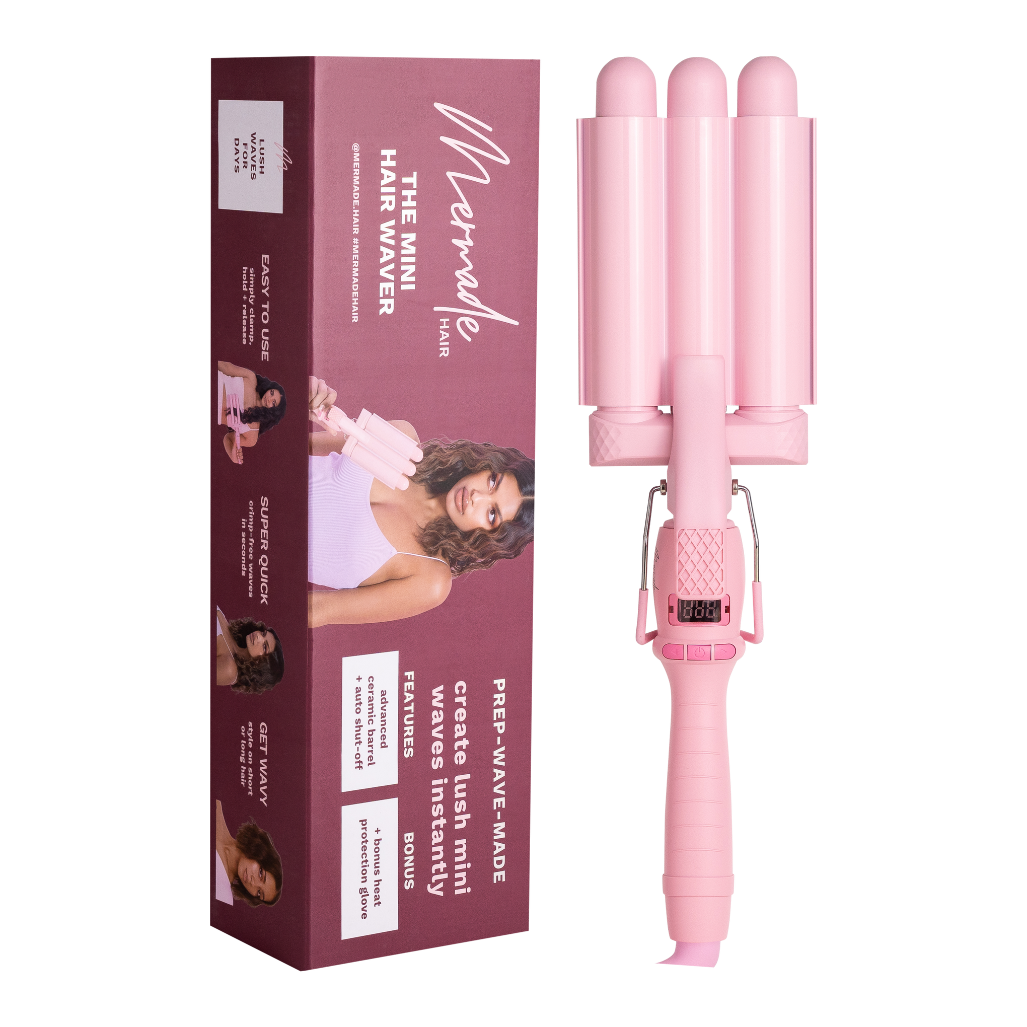 Mermade Hair PRO Mini Pink Hair Waver - 25mm