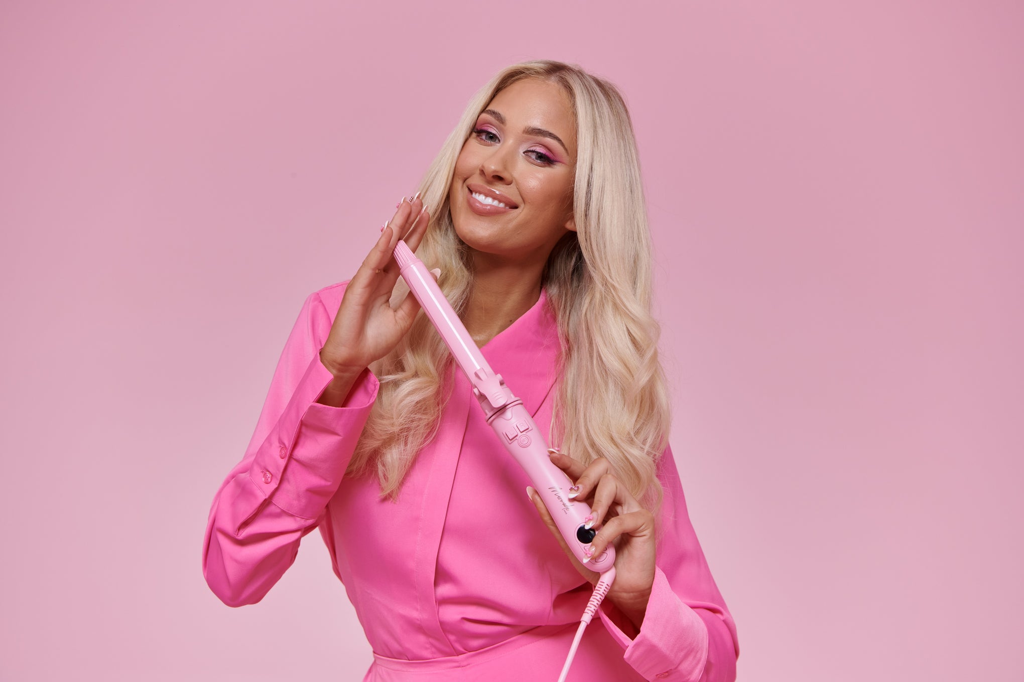 Mermade Hair Spin Curling Wand 25mm Pink