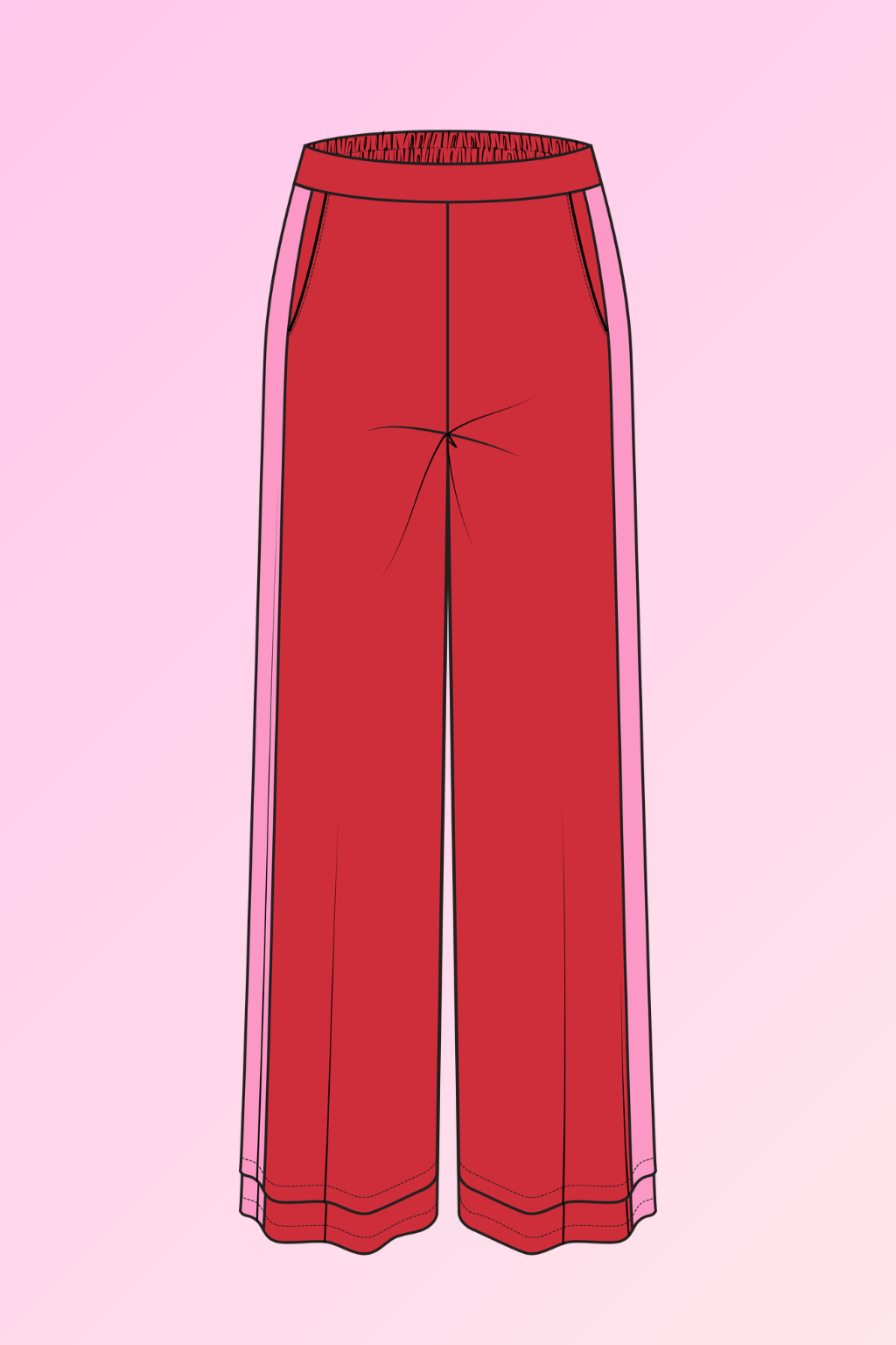 Noah Cropped Panel Pant in Red/Pink