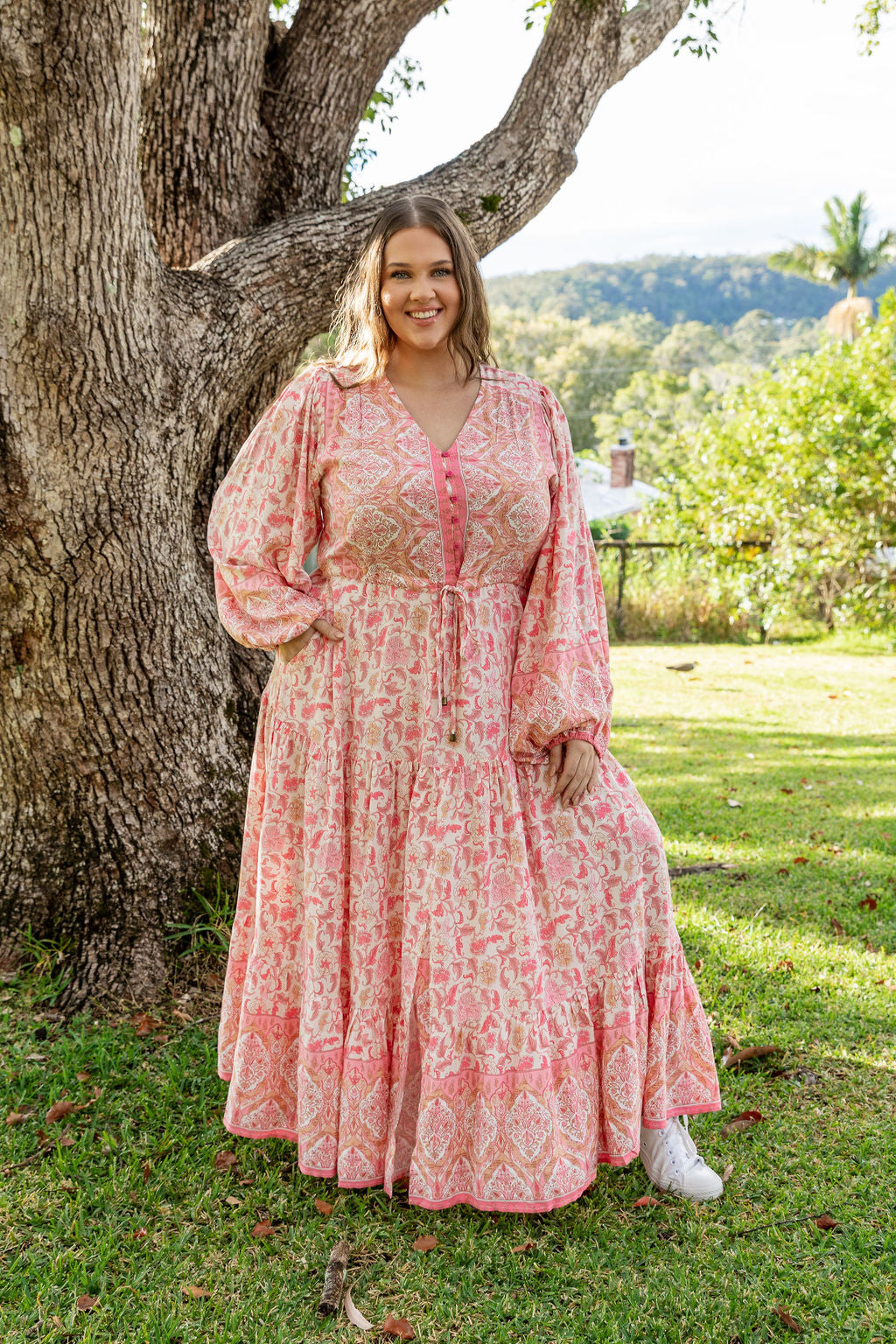 Eloise Boho Pink Maxi Dress