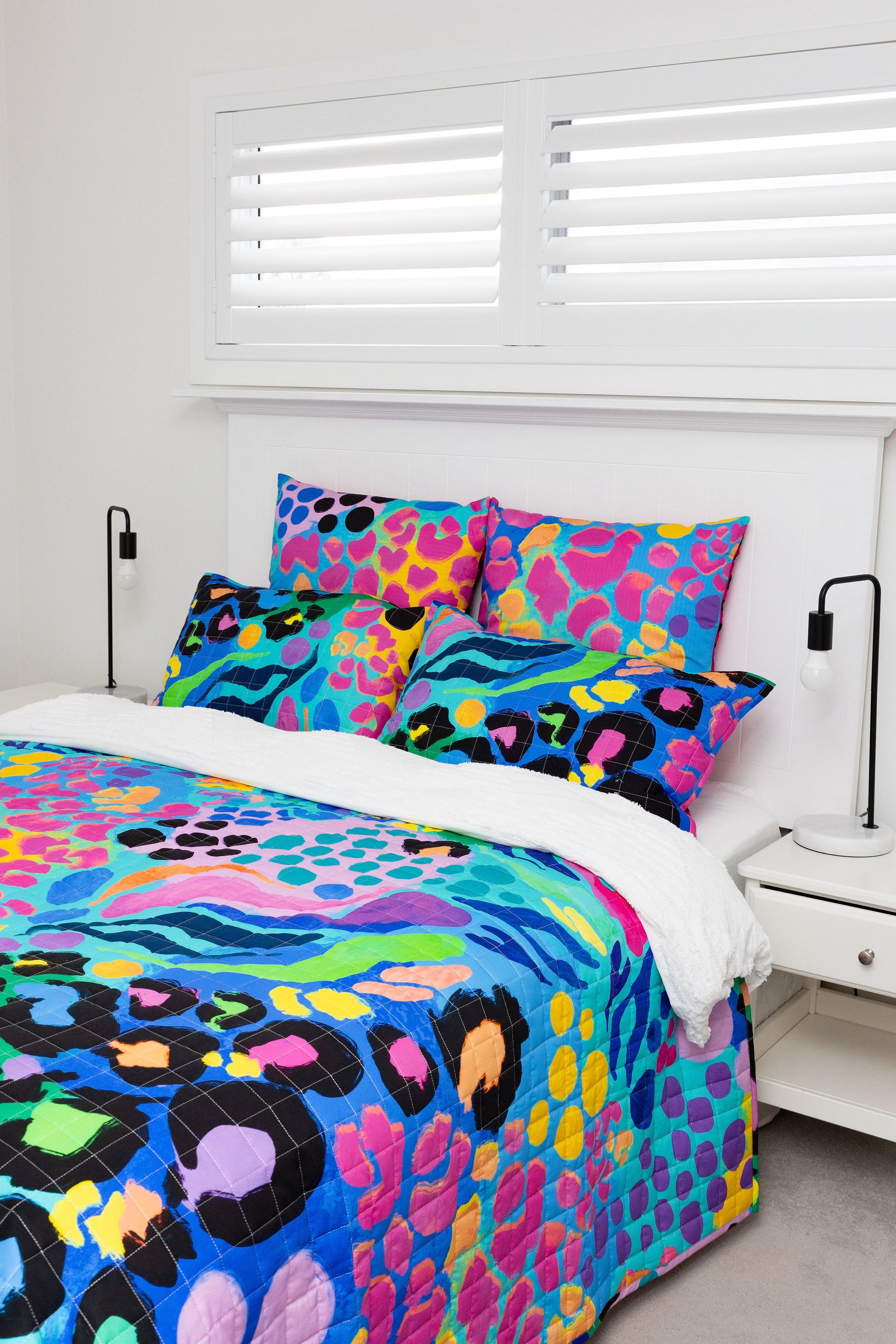 Sleep Bright Electric Leopard Quilted Coverlet Set by Kasey Rainbow