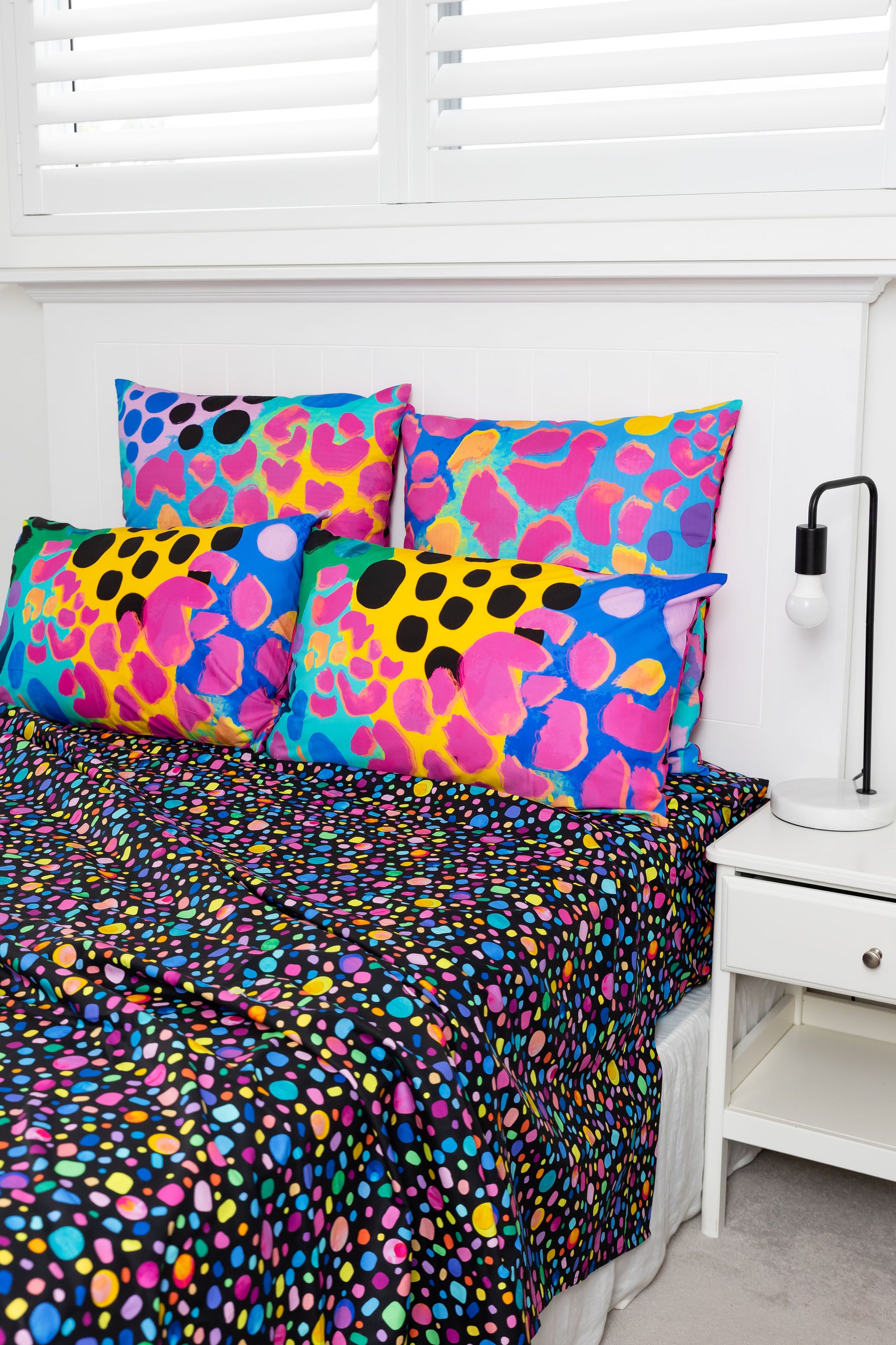 Sleep Bright Black Pebble Sheet Set by Kasey Rainbow