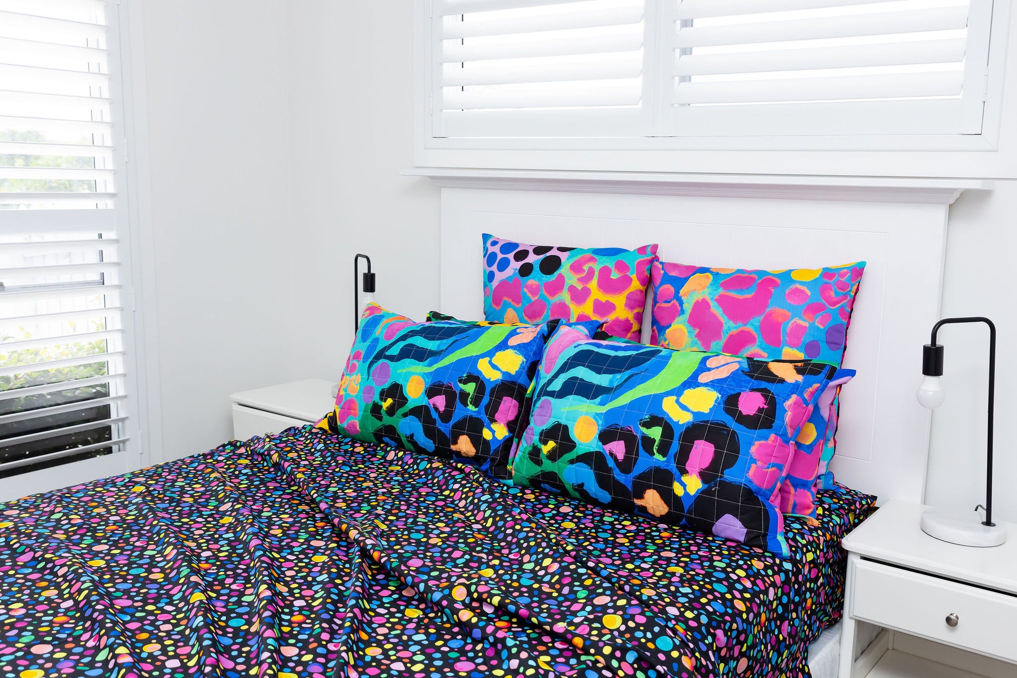 Sleep Bright Black Pebble Sheet Set by Kasey Rainbow