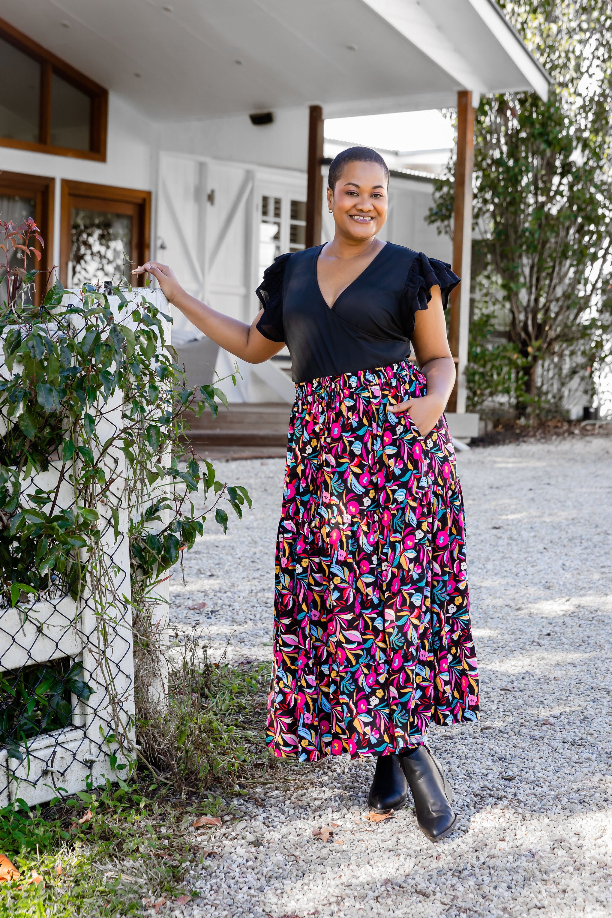 Carrie Maxi Skirt in Night Flora