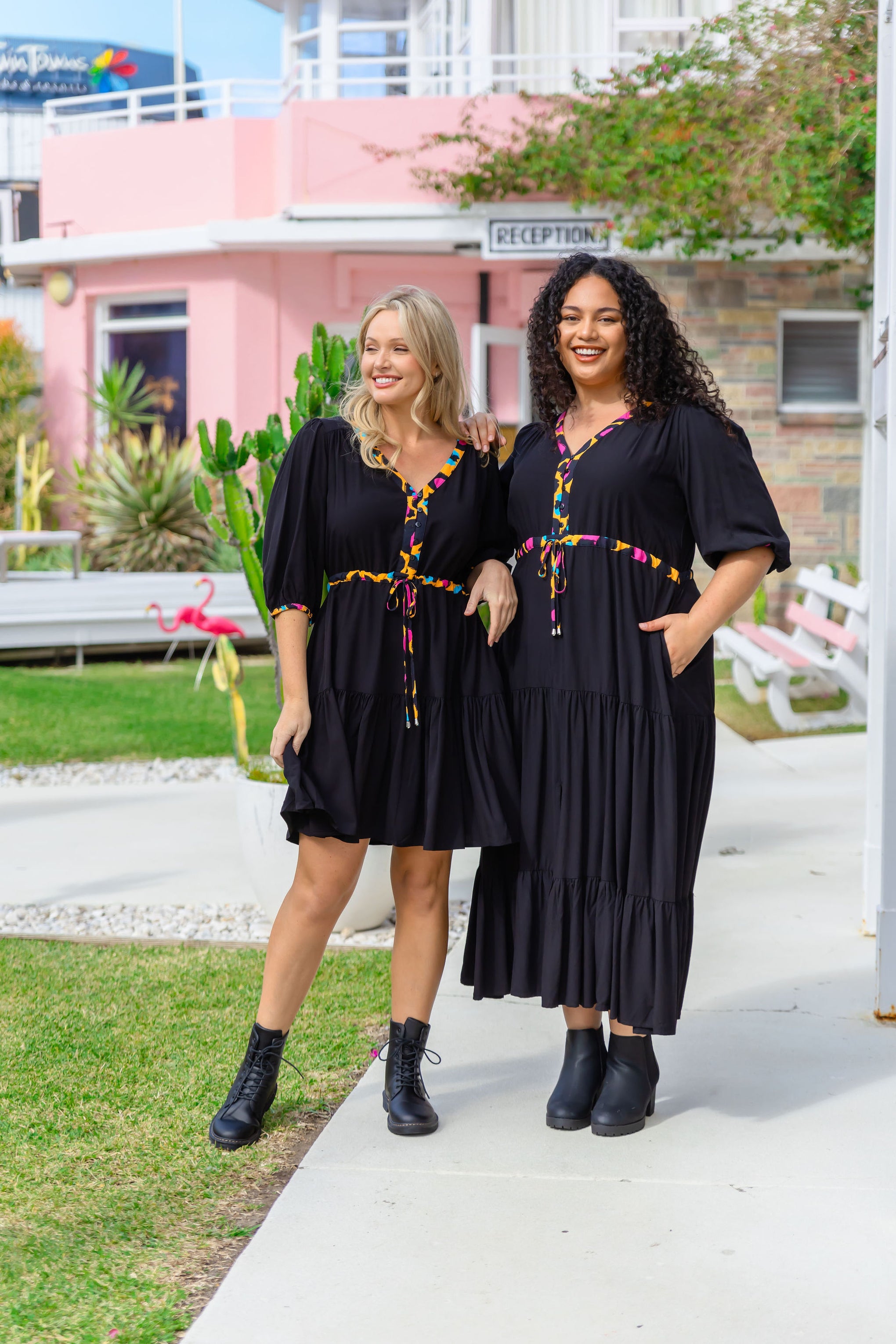 Billie Dress In Black/Mustard Leopard by Kasey Rainbow