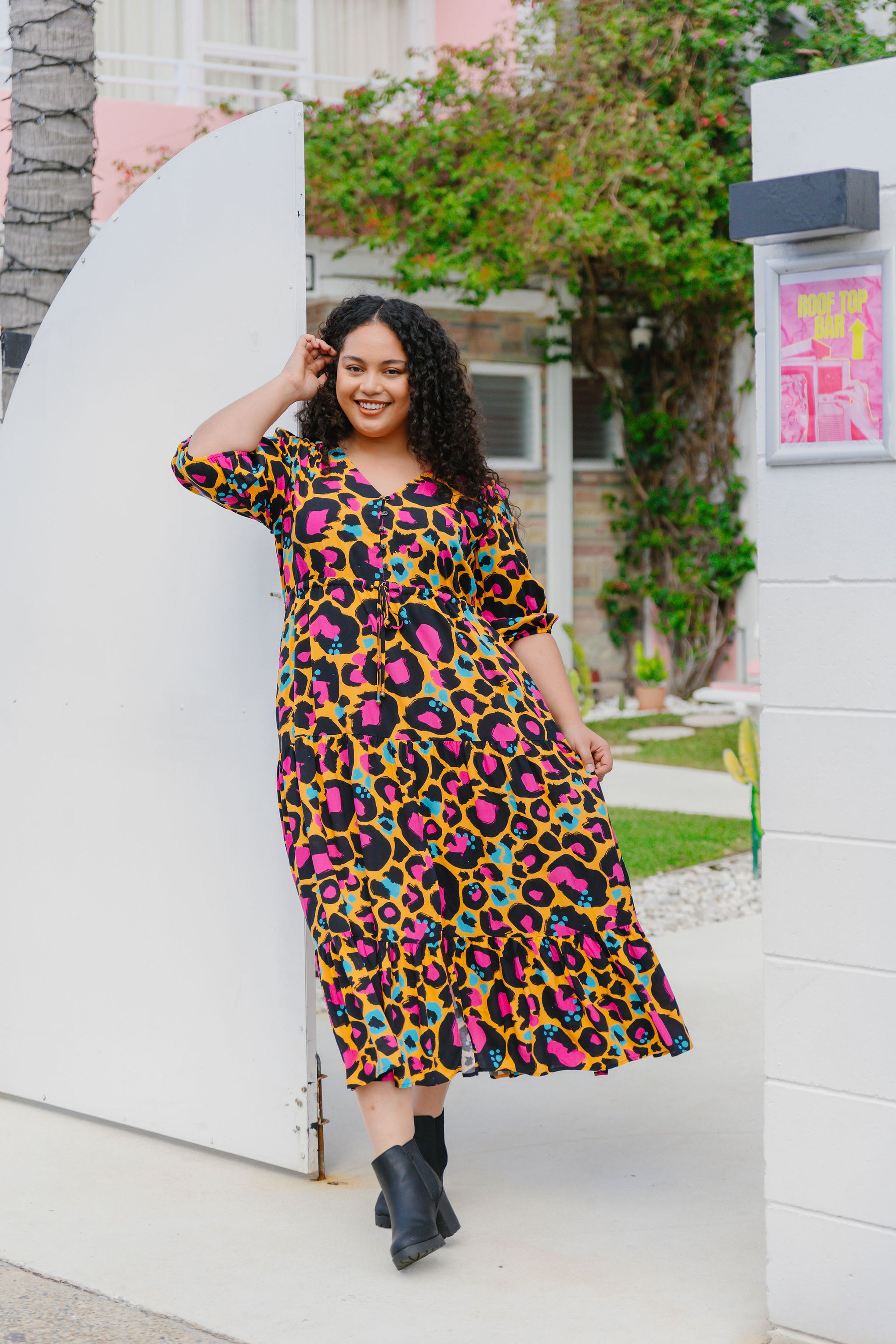 Billie Maxi Dress in Mustard Leopard by Kasey Rainbow