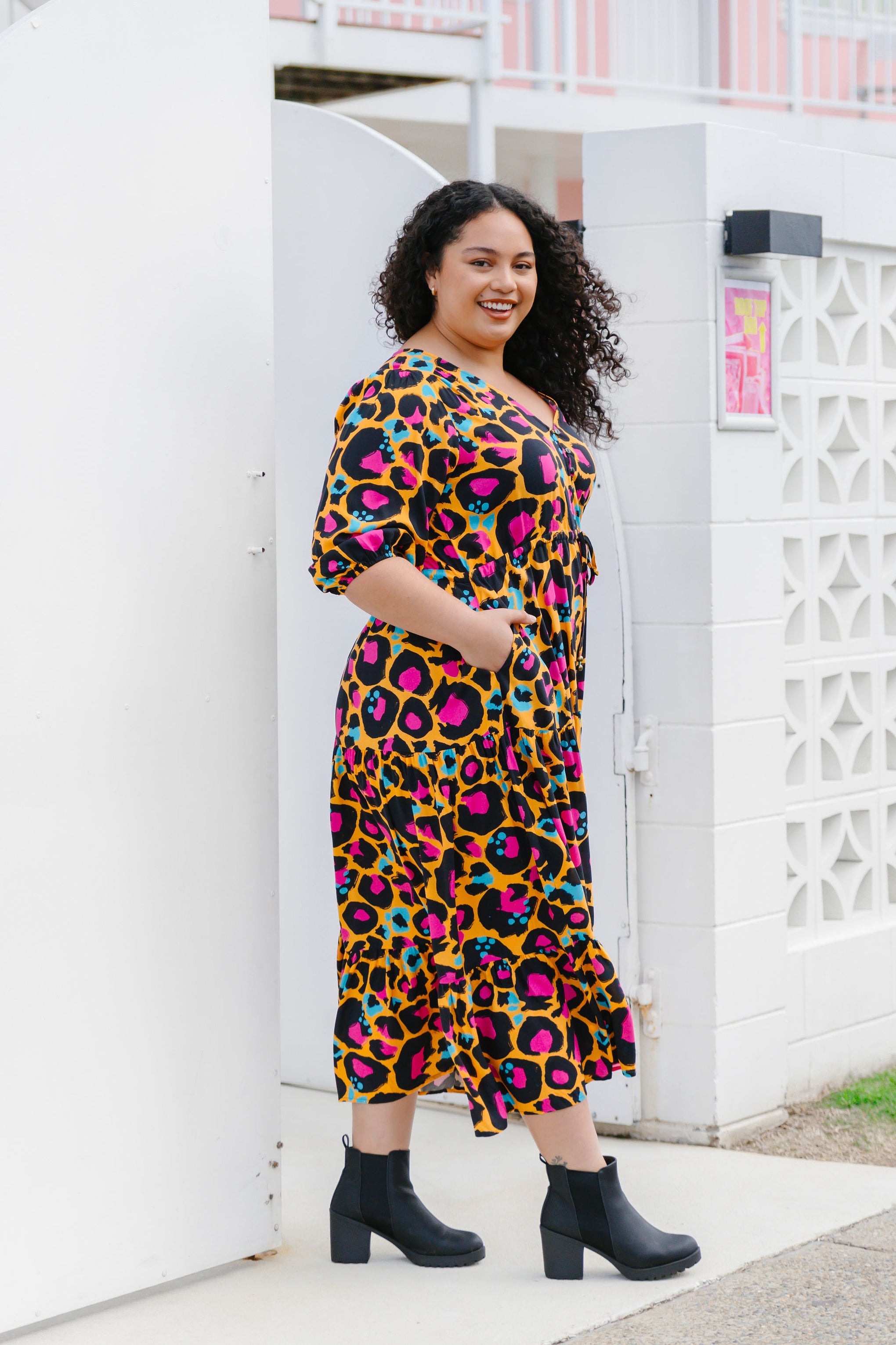 Billie Maxi Dress in Mustard Leopard by Kasey Rainbow