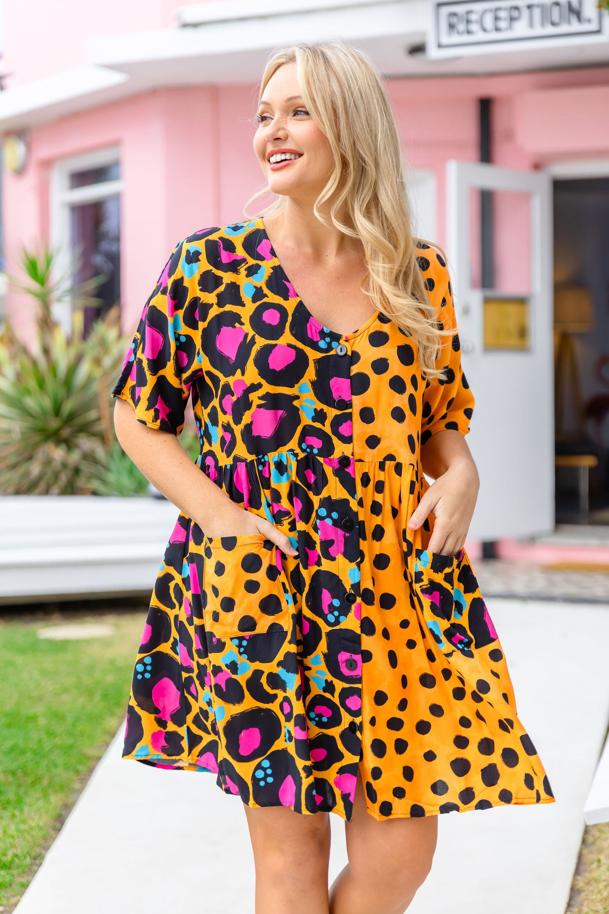 Disco Dress in Mustard Leopard/Cheetah by Kasey Rainbow