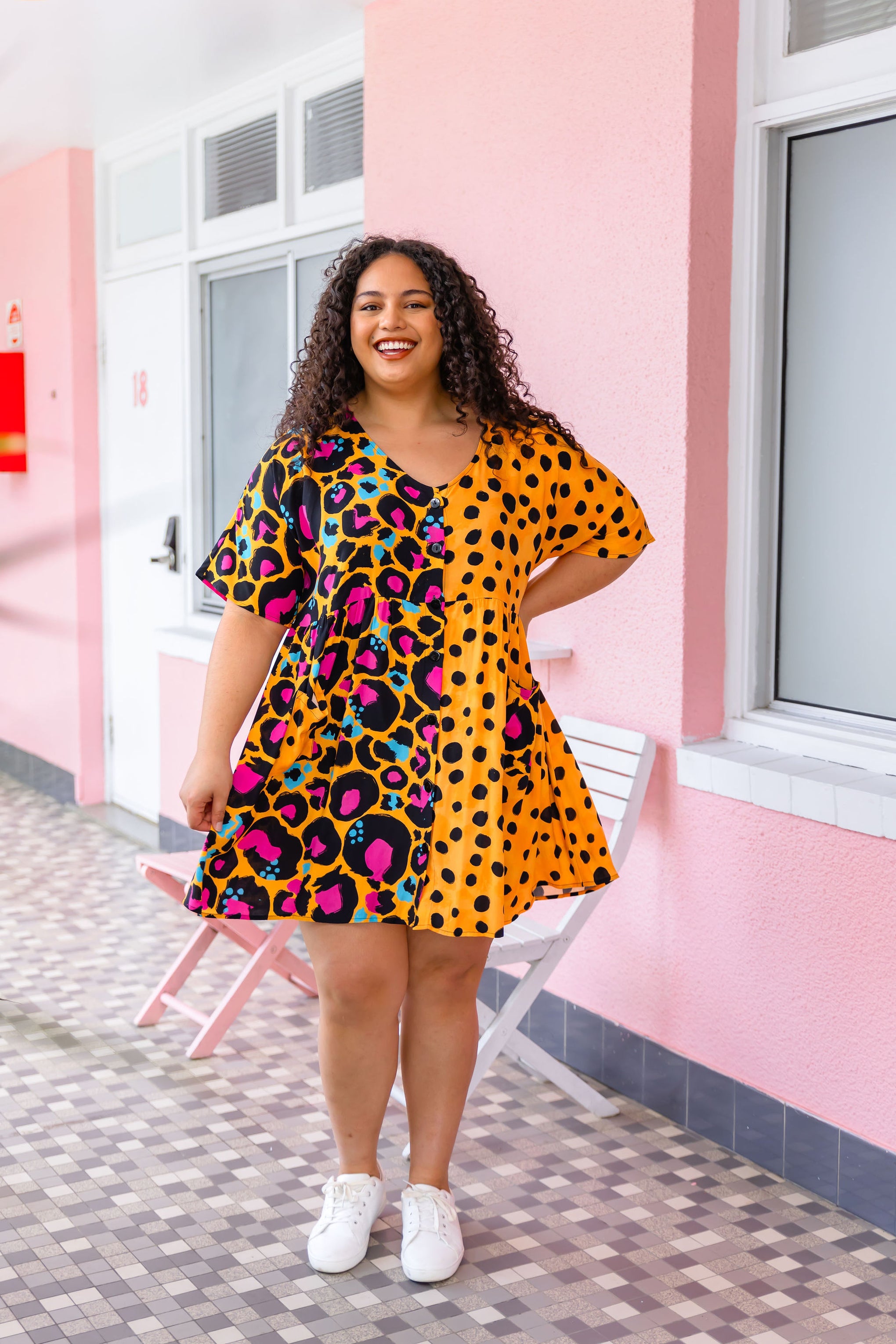 Disco Dress in Mustard Leopard/Cheetah by Kasey Rainbow