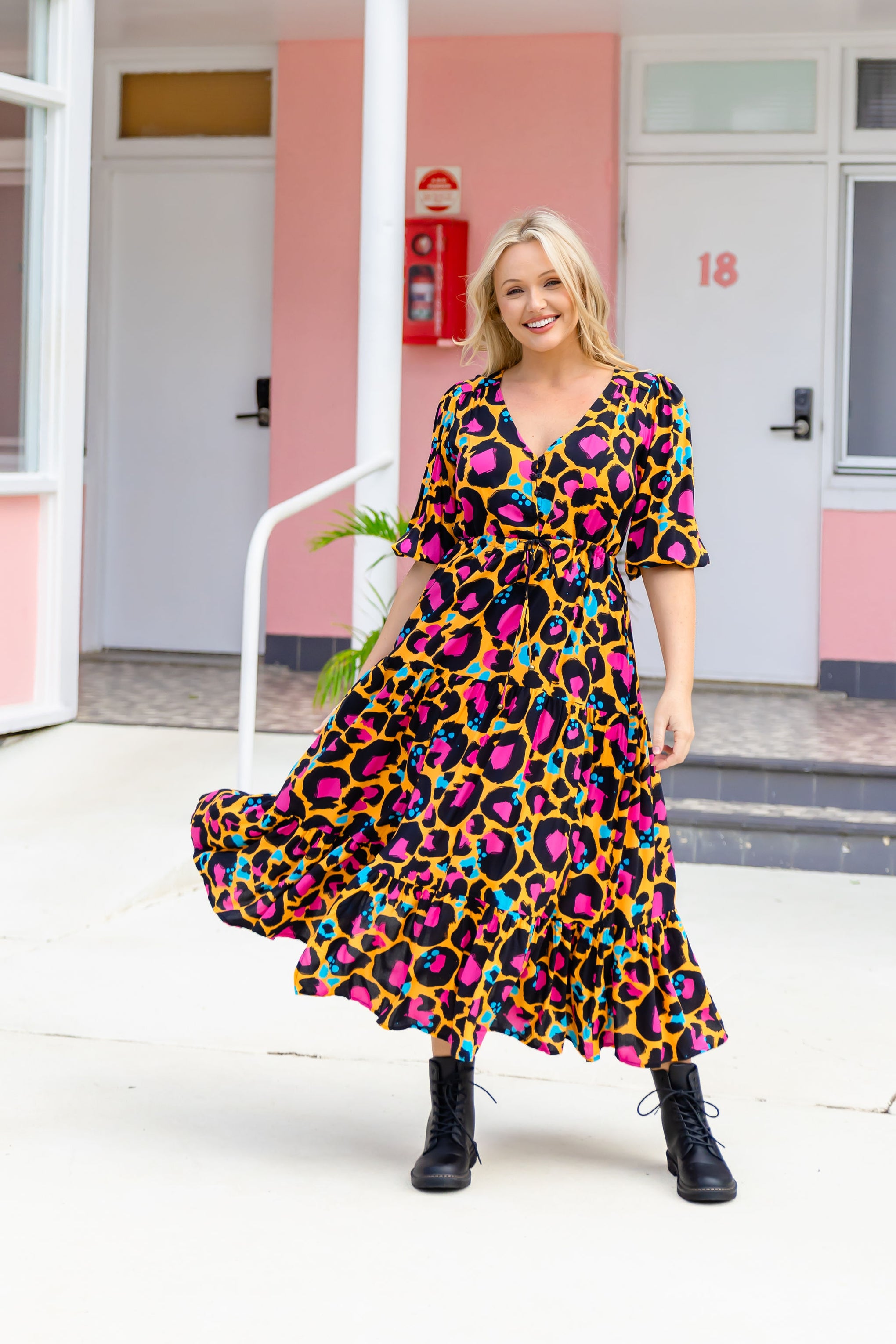 Billie Maxi Dress in Mustard Leopard by Kasey Rainbow