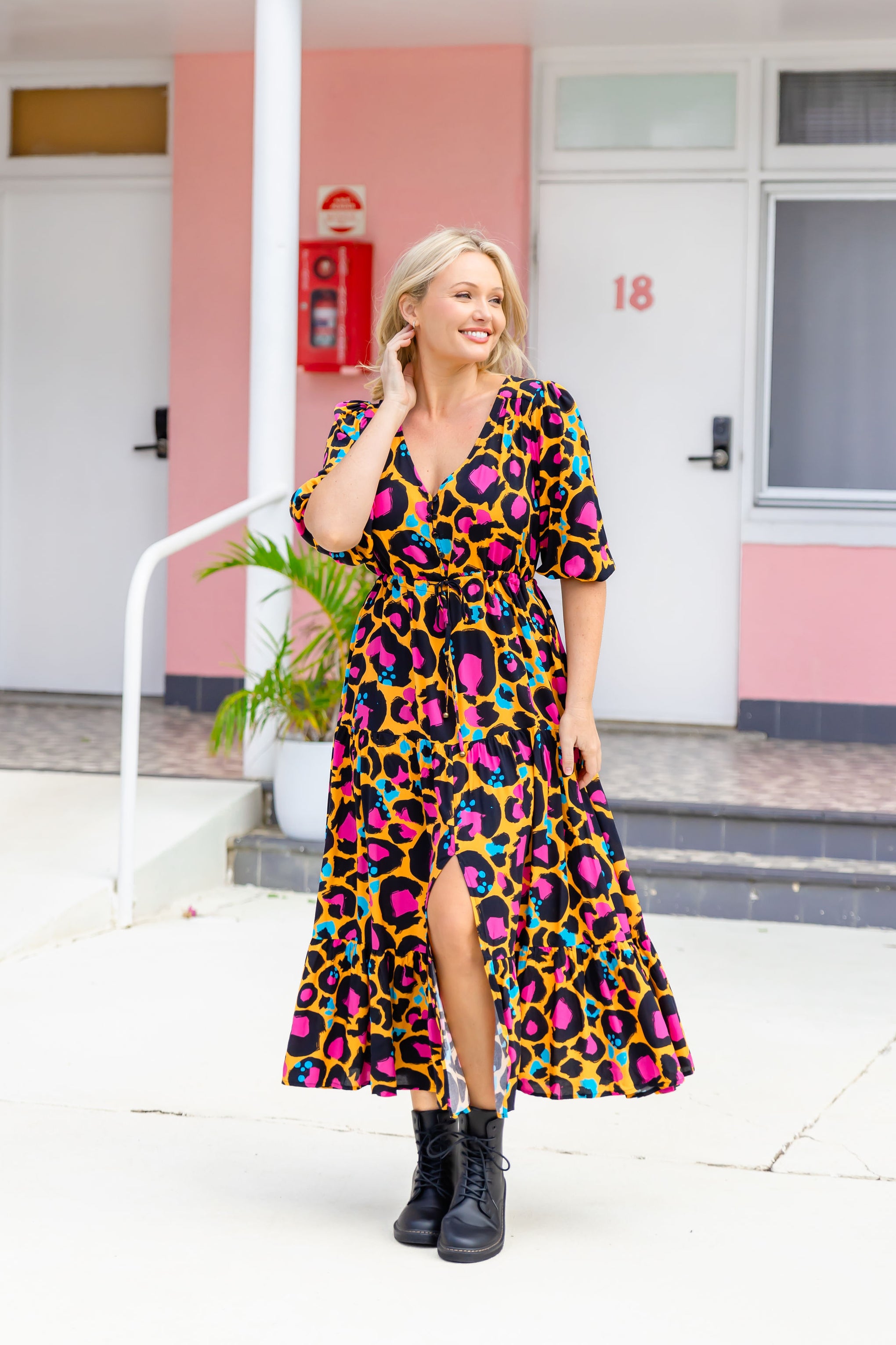 Billie Maxi Dress in Mustard Leopard by Kasey Rainbow
