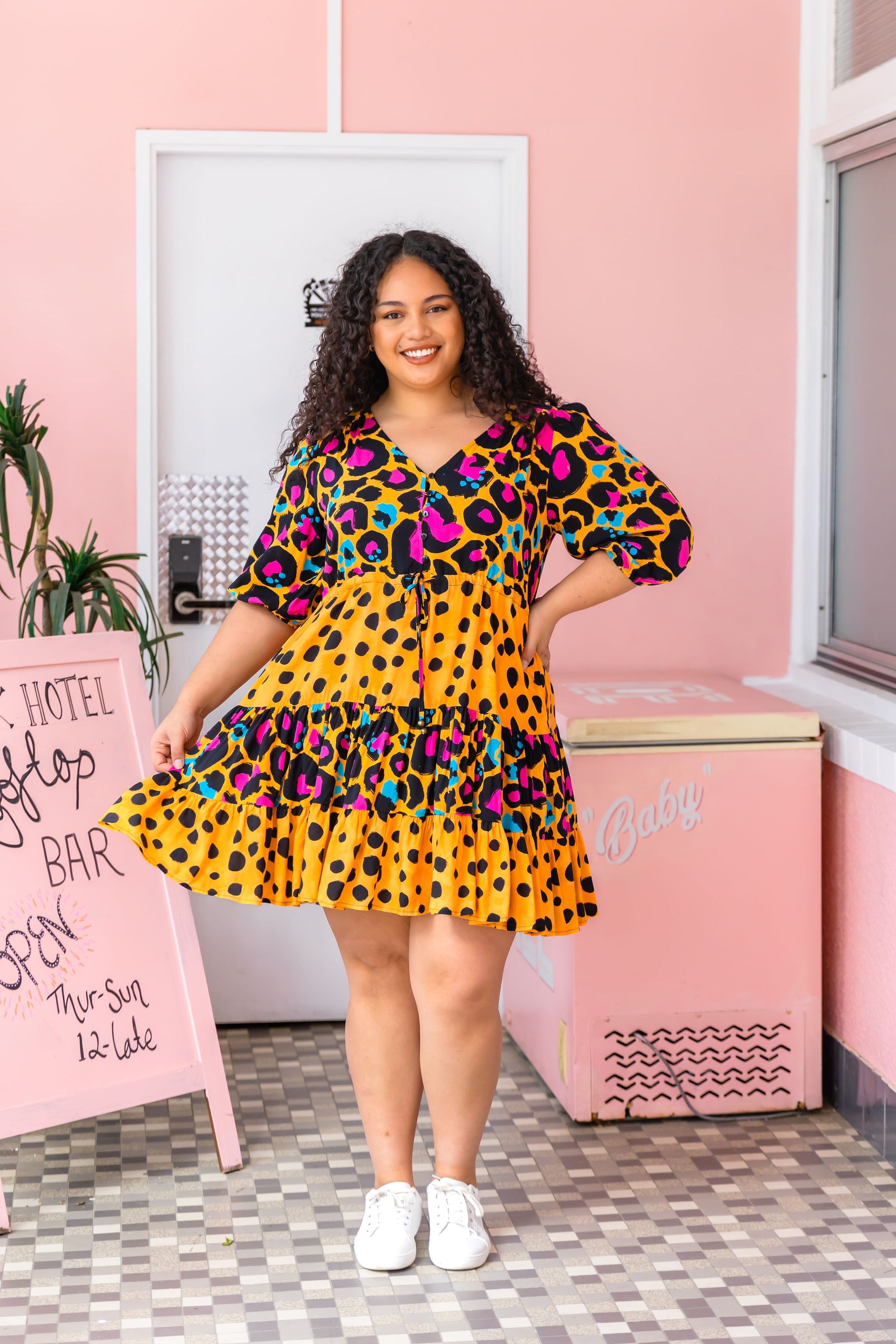 Scarlett Dress in Mustard Leopard/Cheetah by Kasey Rainbow