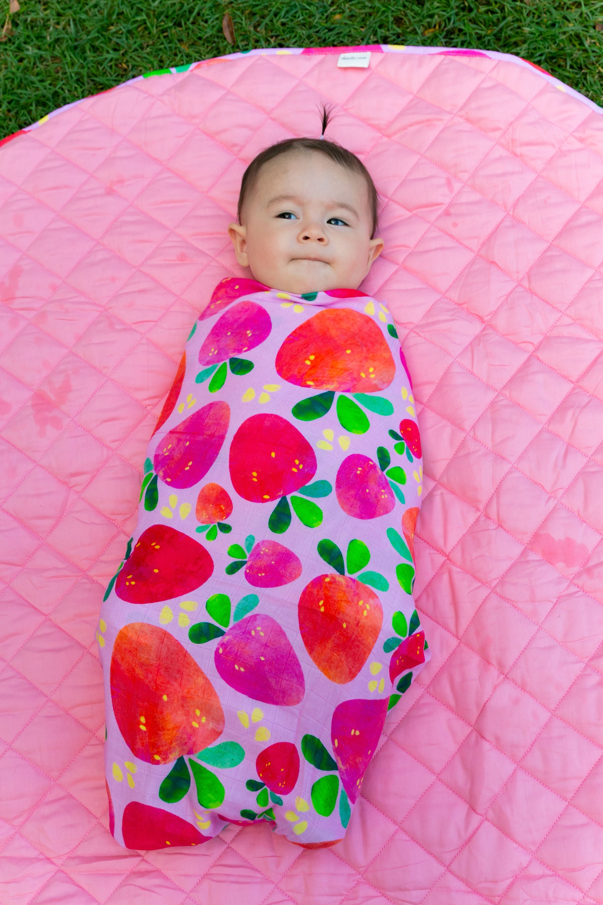 Charlie Rose Bamboo/Cotton Muslin Wrap in Strawberry Fields by Kasey Rainbow