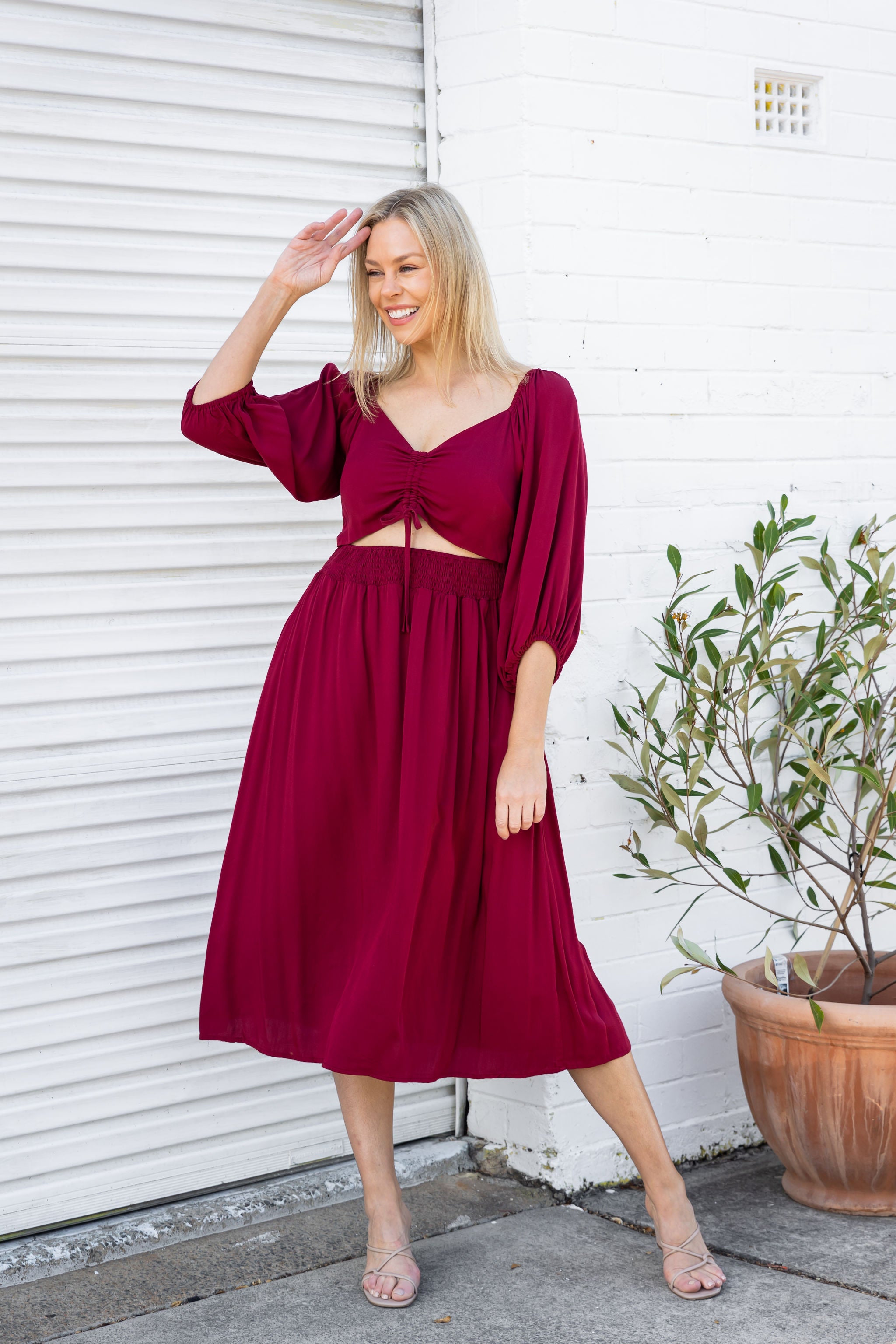 Burgundy cut 2024 out dress