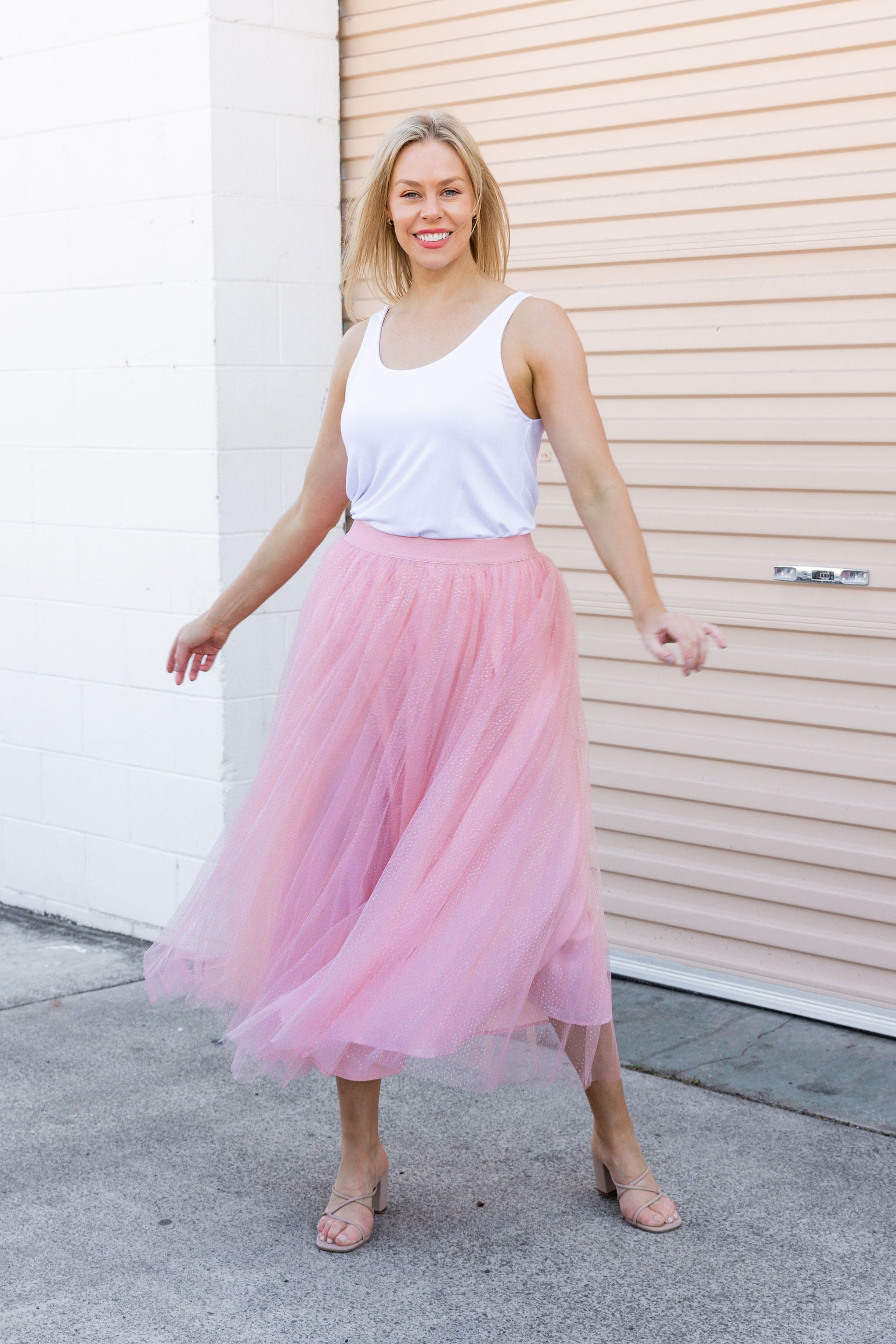 Selena Tulle Skirt in Pink Shimmer