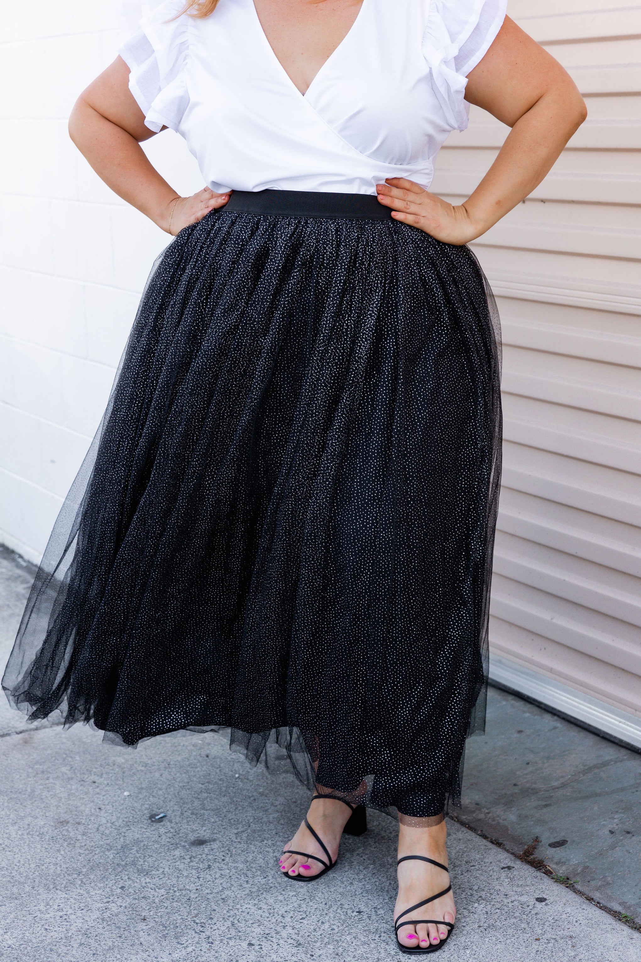 Selena Tulle Skirt in Black Shimmer