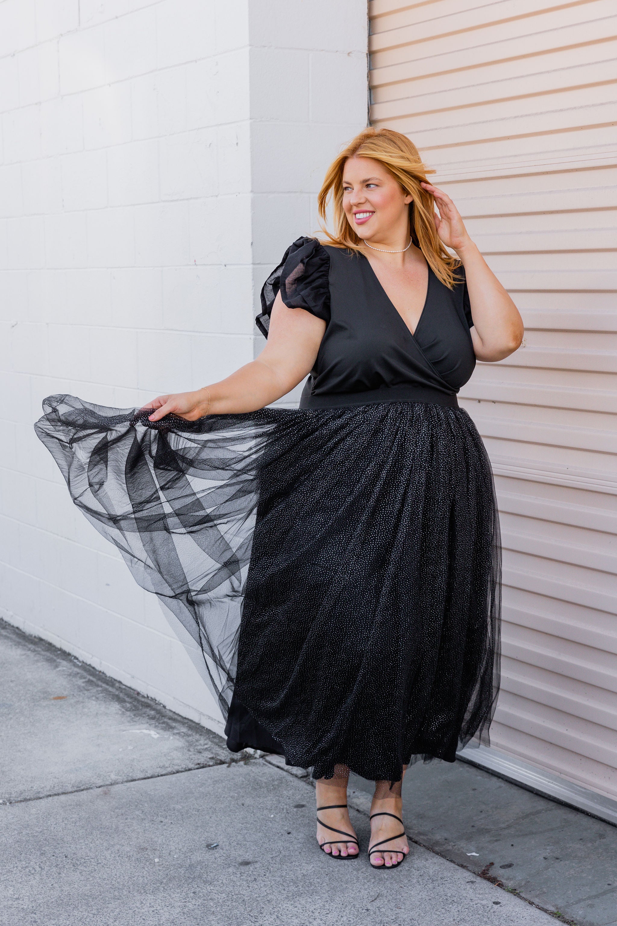 Selena Tulle Skirt in Black Shimmer