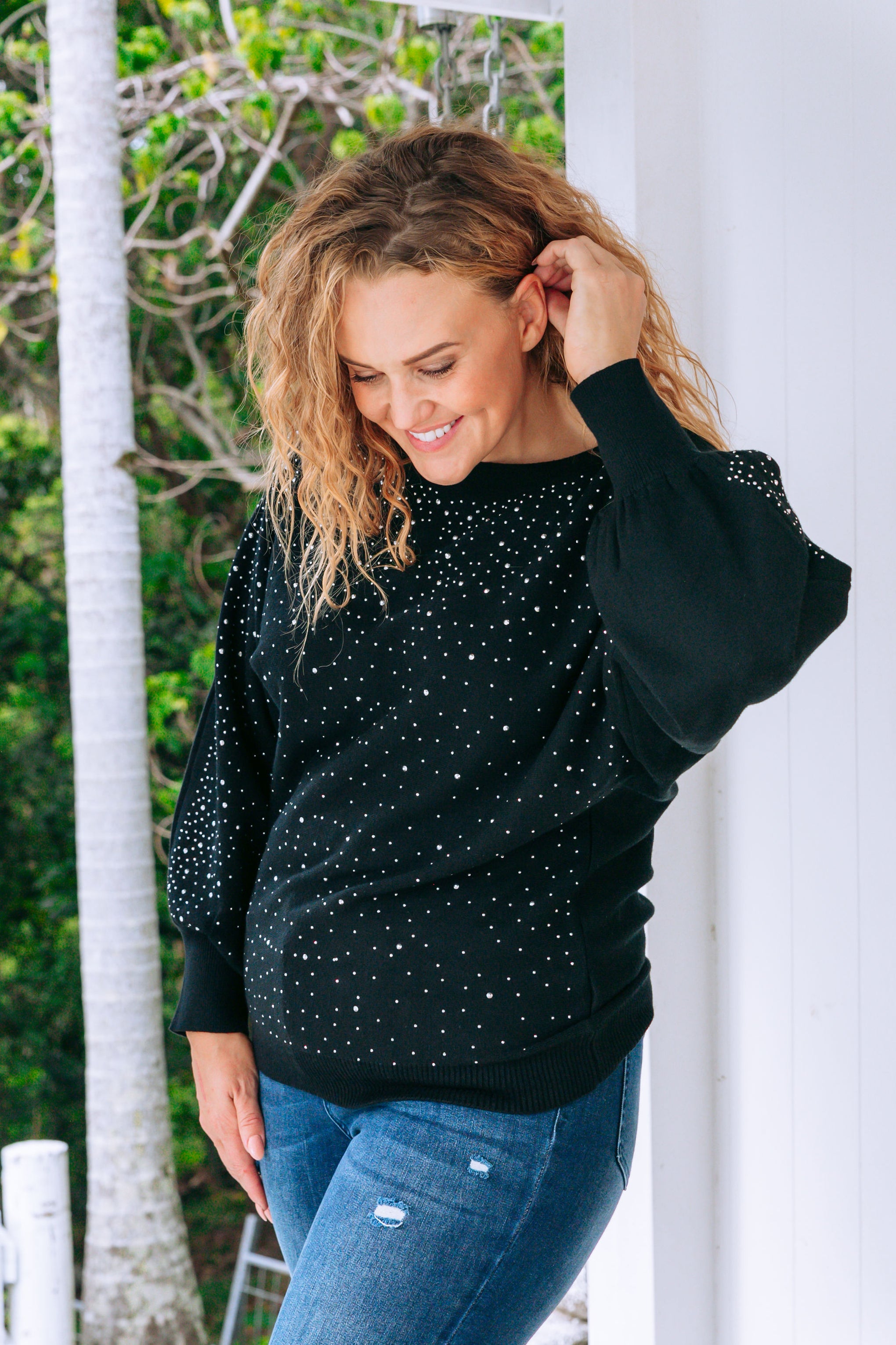 Twinkle Embellished Knit in Black