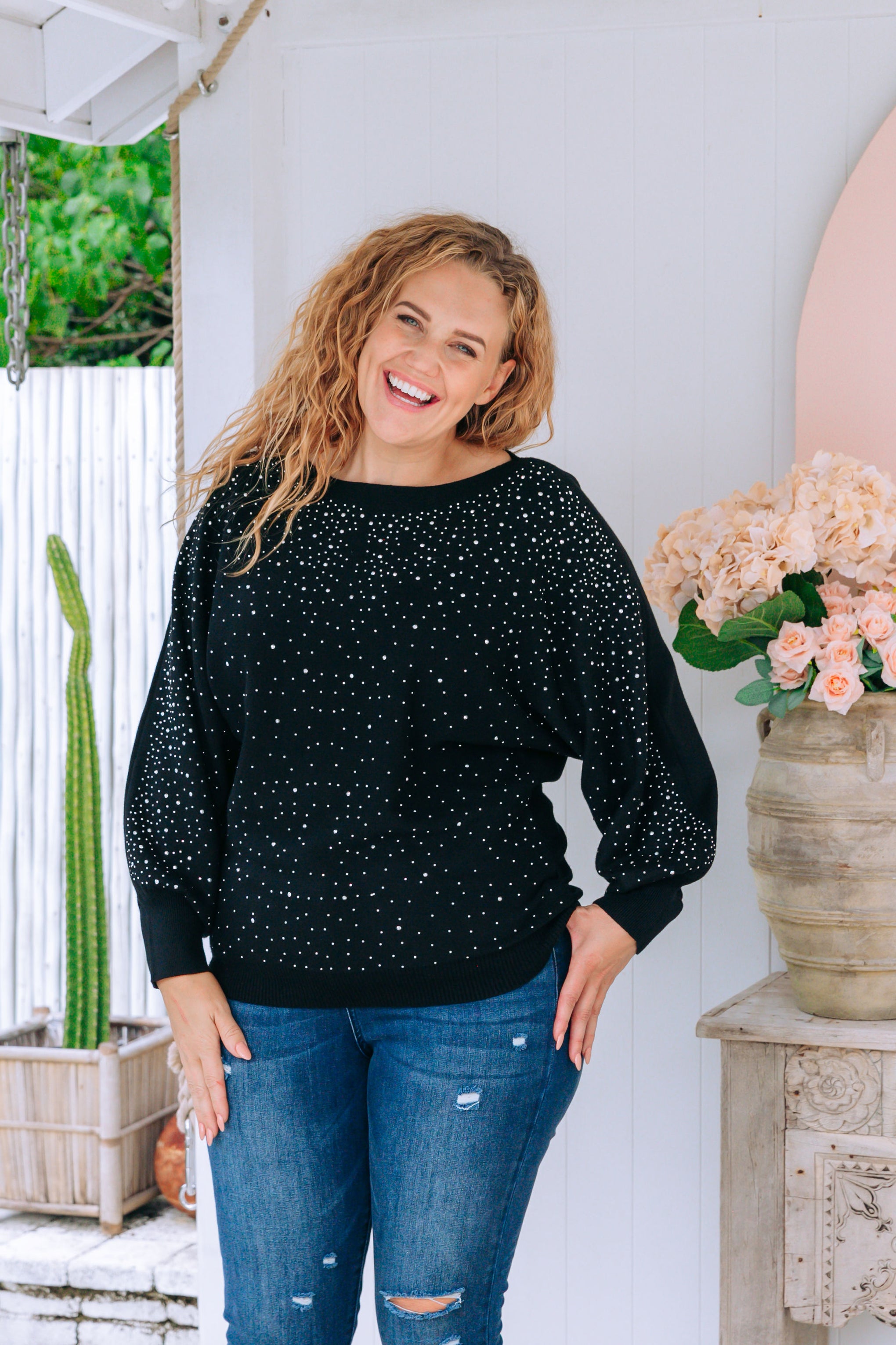 Twinkle Embellished Knit in Black