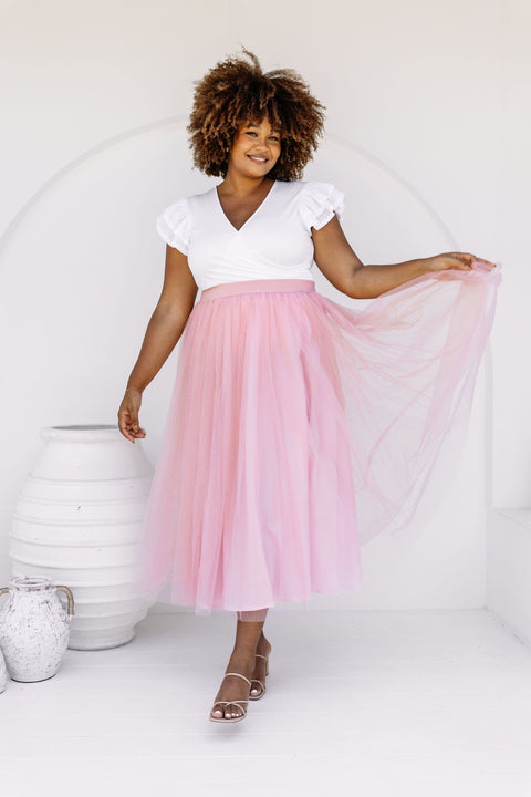 Selena Tulle Skirt in Pink Shimmer Proud Poppy Clothing