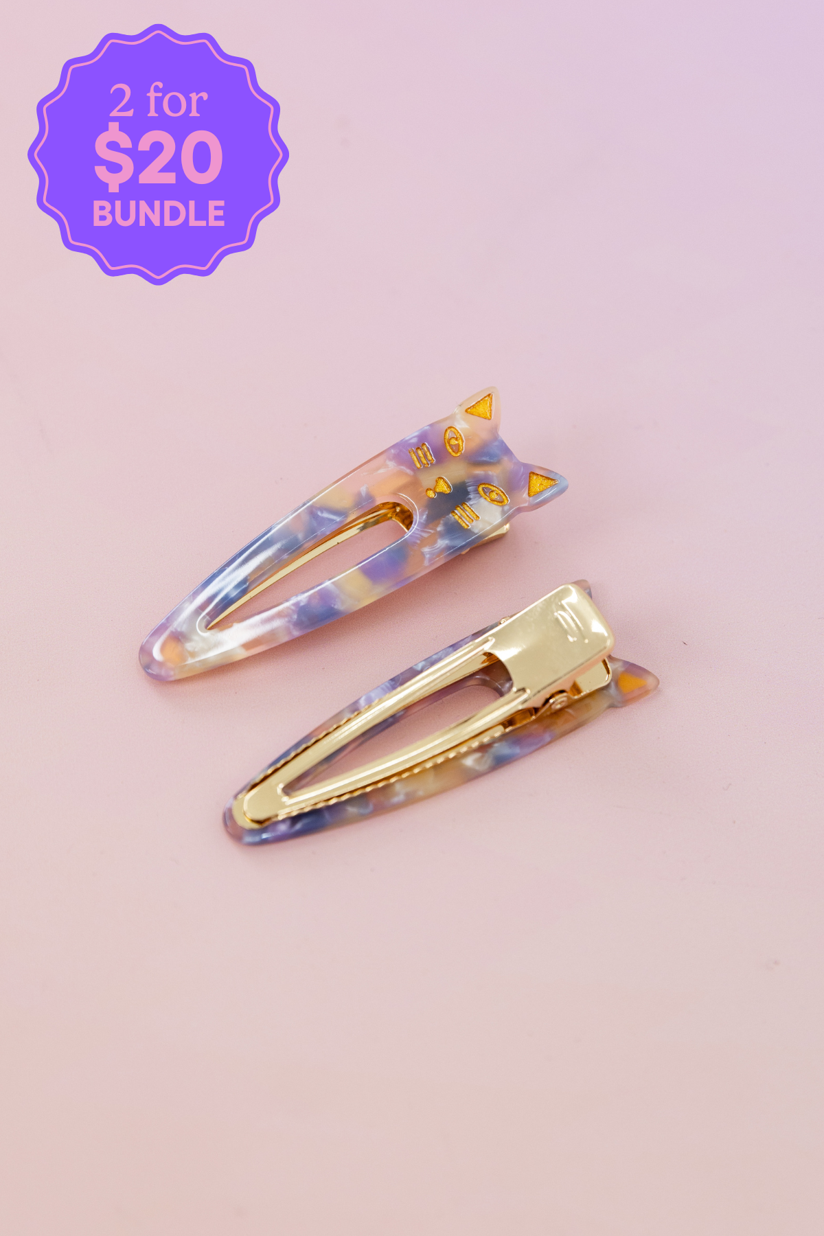 Cat Hair Clips in Multi Violet