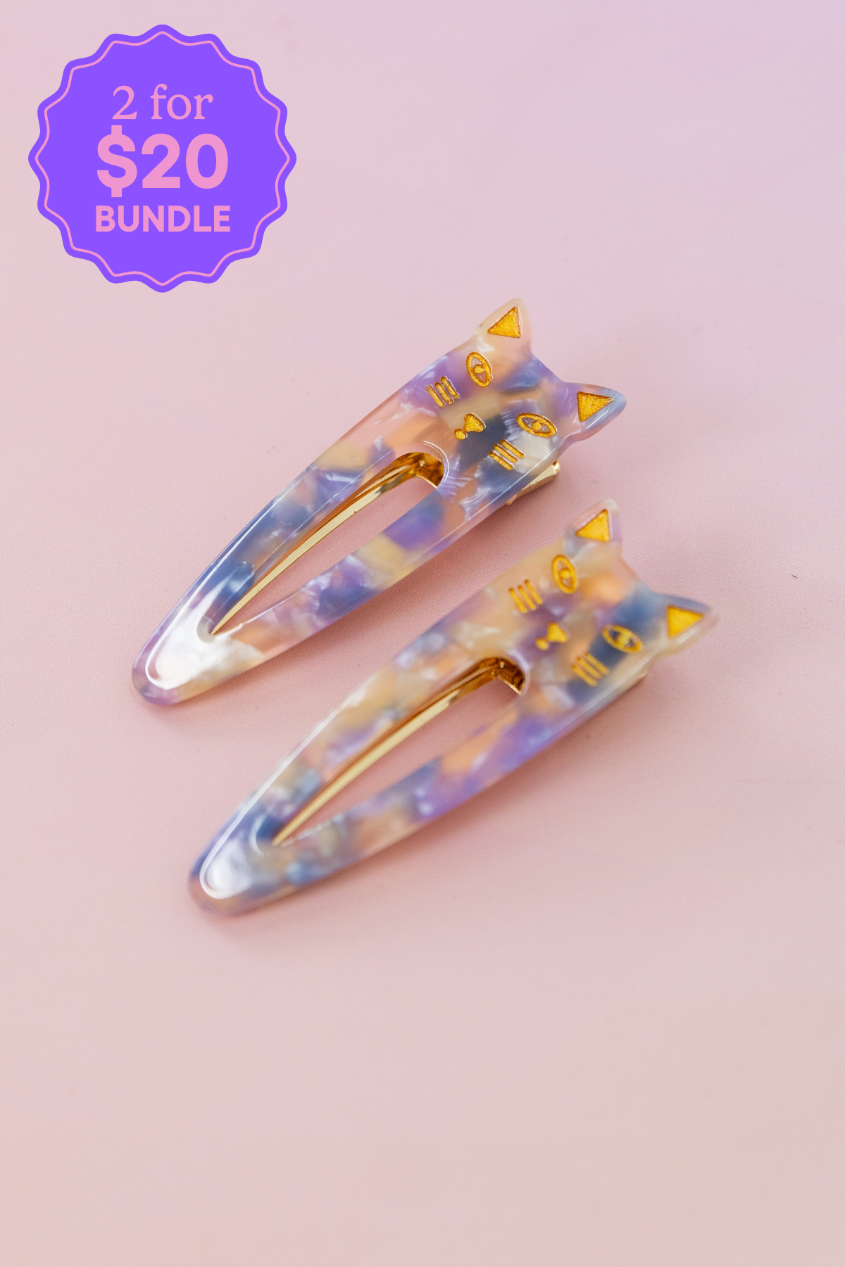 Cat Hair Clips in Multi Violet