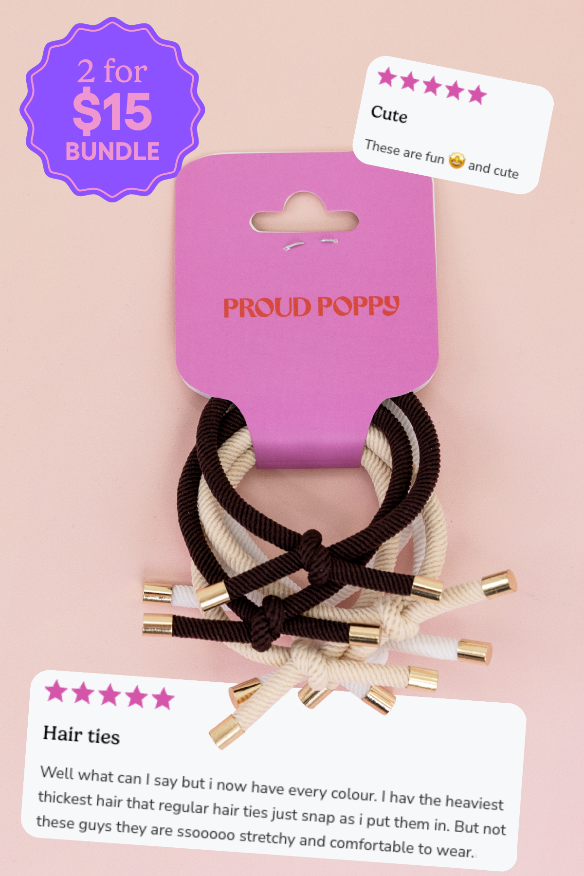 6 Pack Hair Ties in Coffee Colours