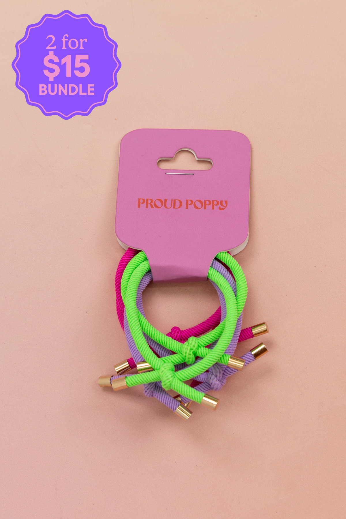 6 Pack Hair Ties in Rainbow Colours