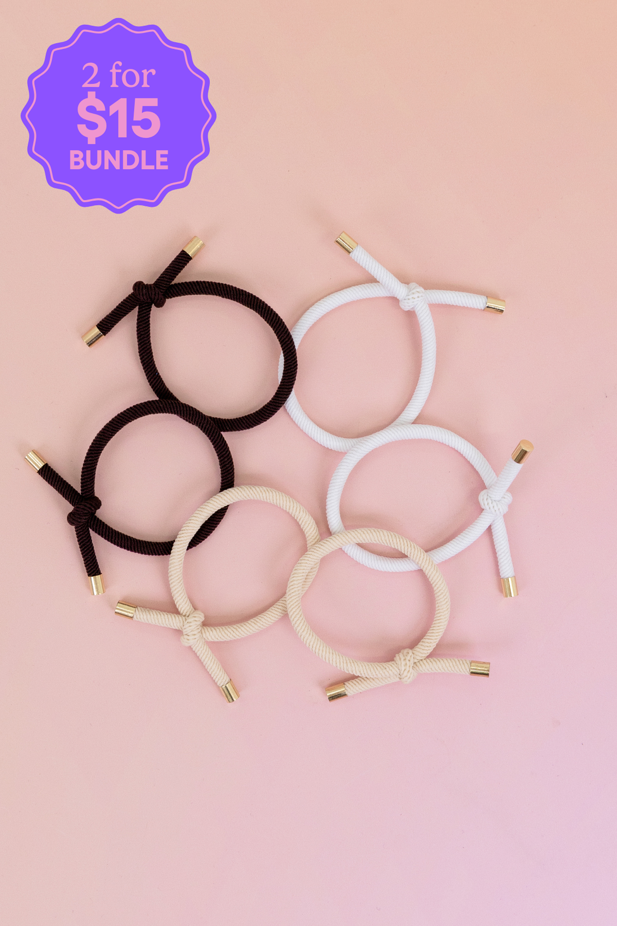 6 Pack Hair Ties in Coffee Colours