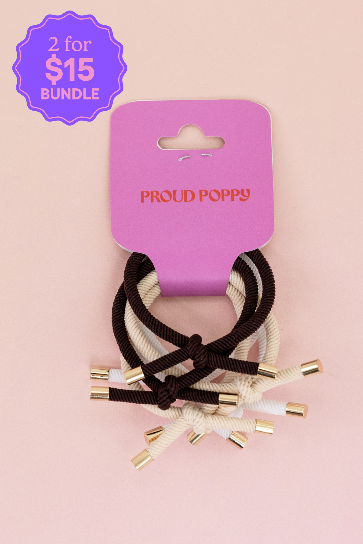 6 Pack Hair Ties in Coffee Colours